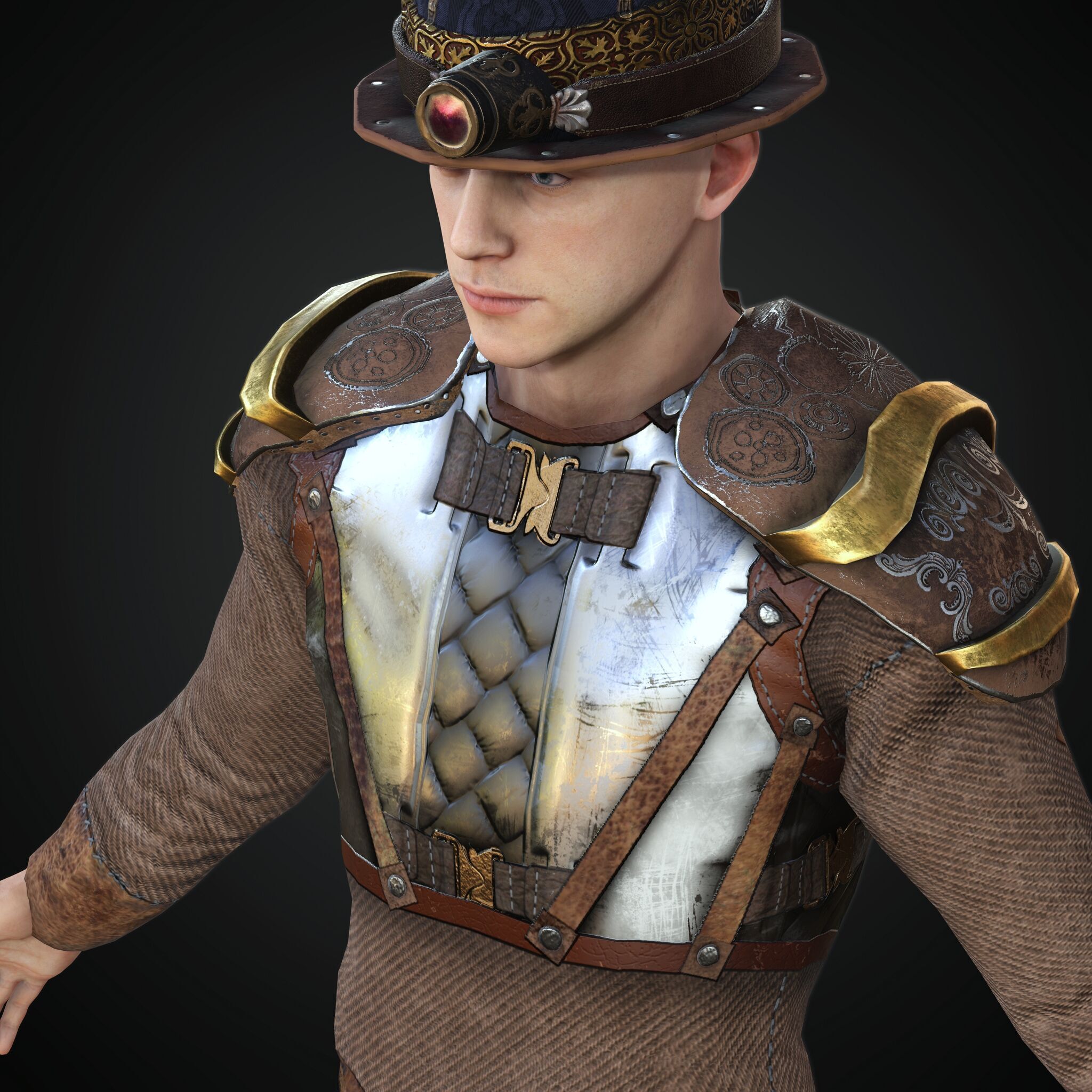 Mega Pack 28 Steampunk rigged character woman man Low-poly 3D model_66