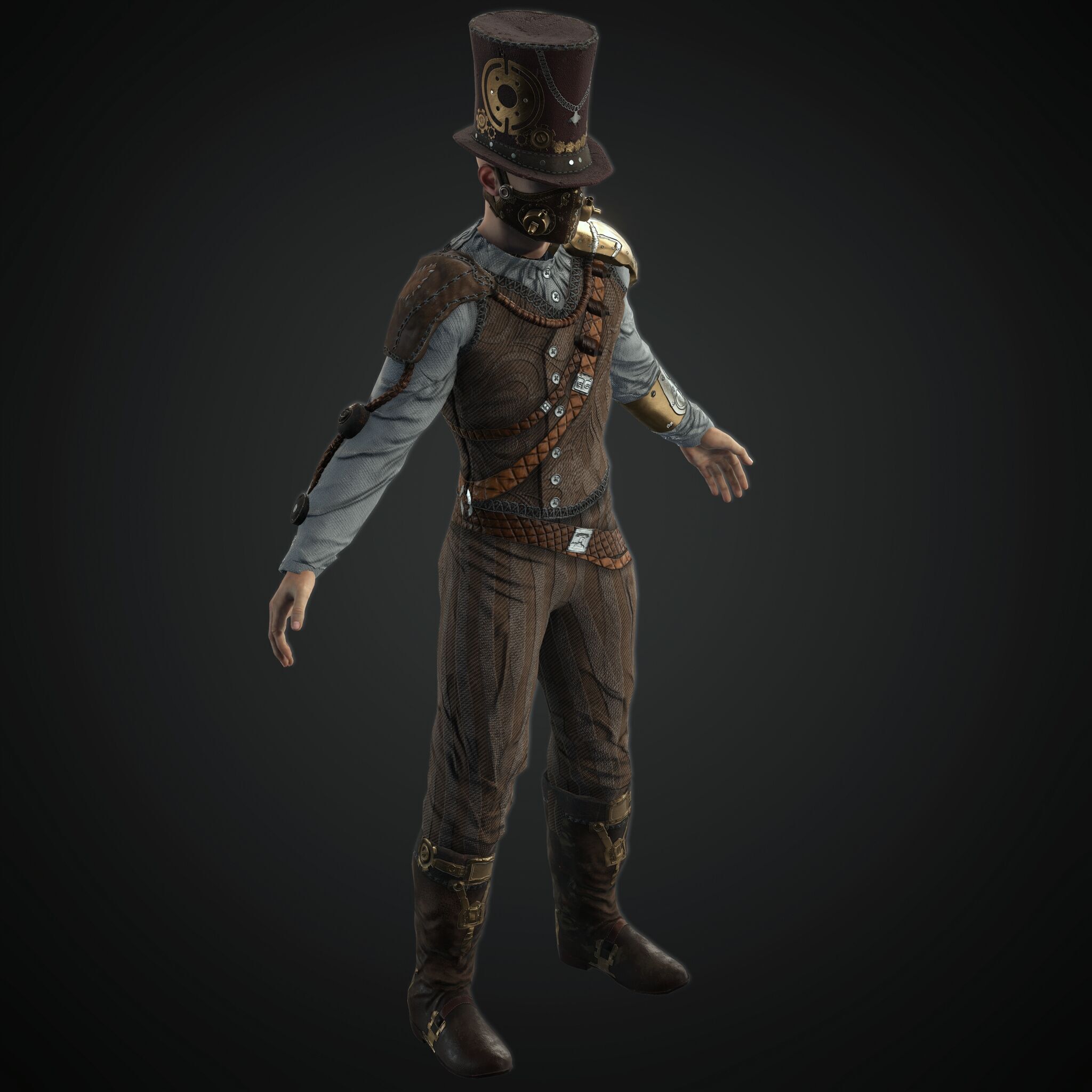 Mega Pack 28 Steampunk rigged character woman man Low-poly 3D model_36