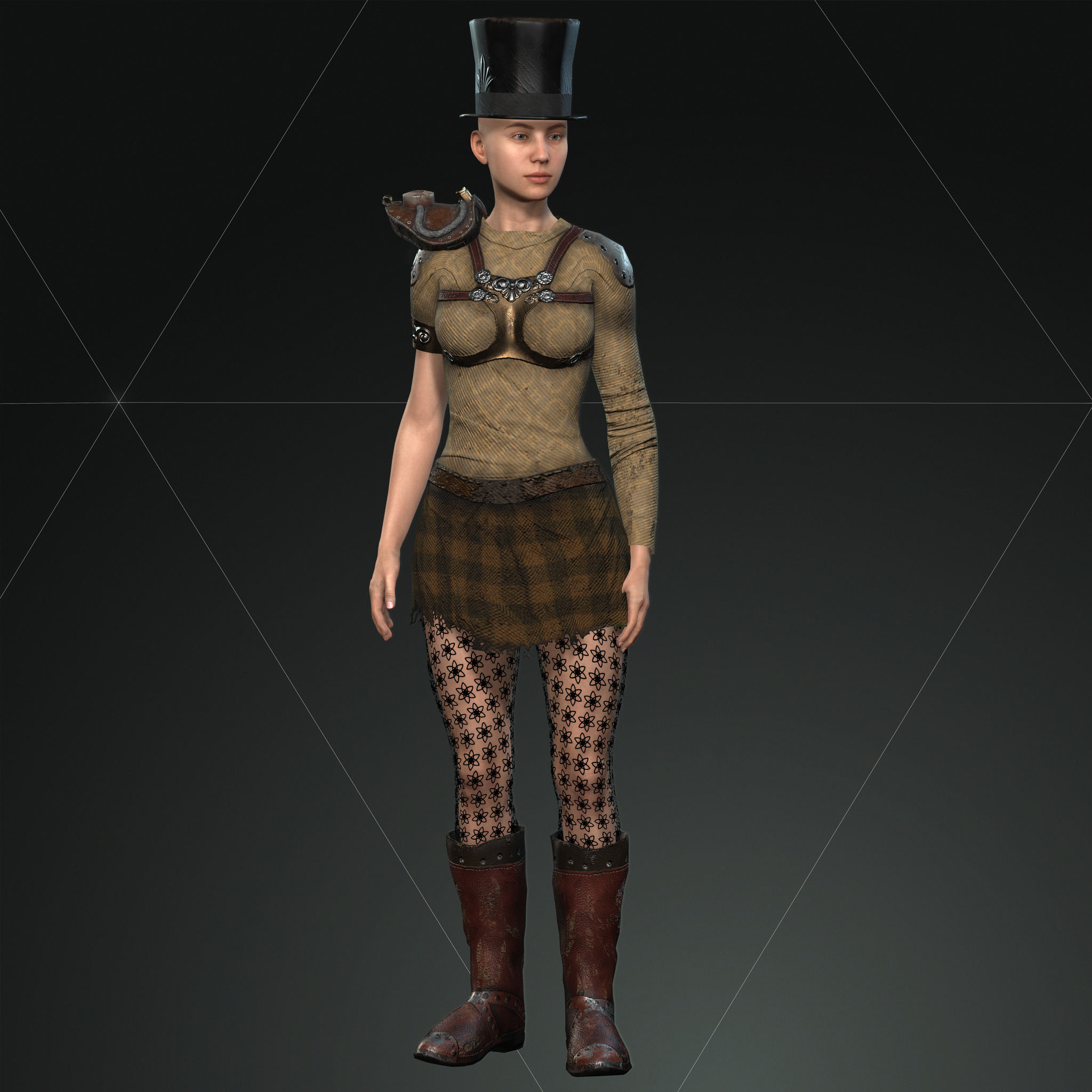 Mega Pack 28 Steampunk rigged character woman man Low-poly 3D model_147