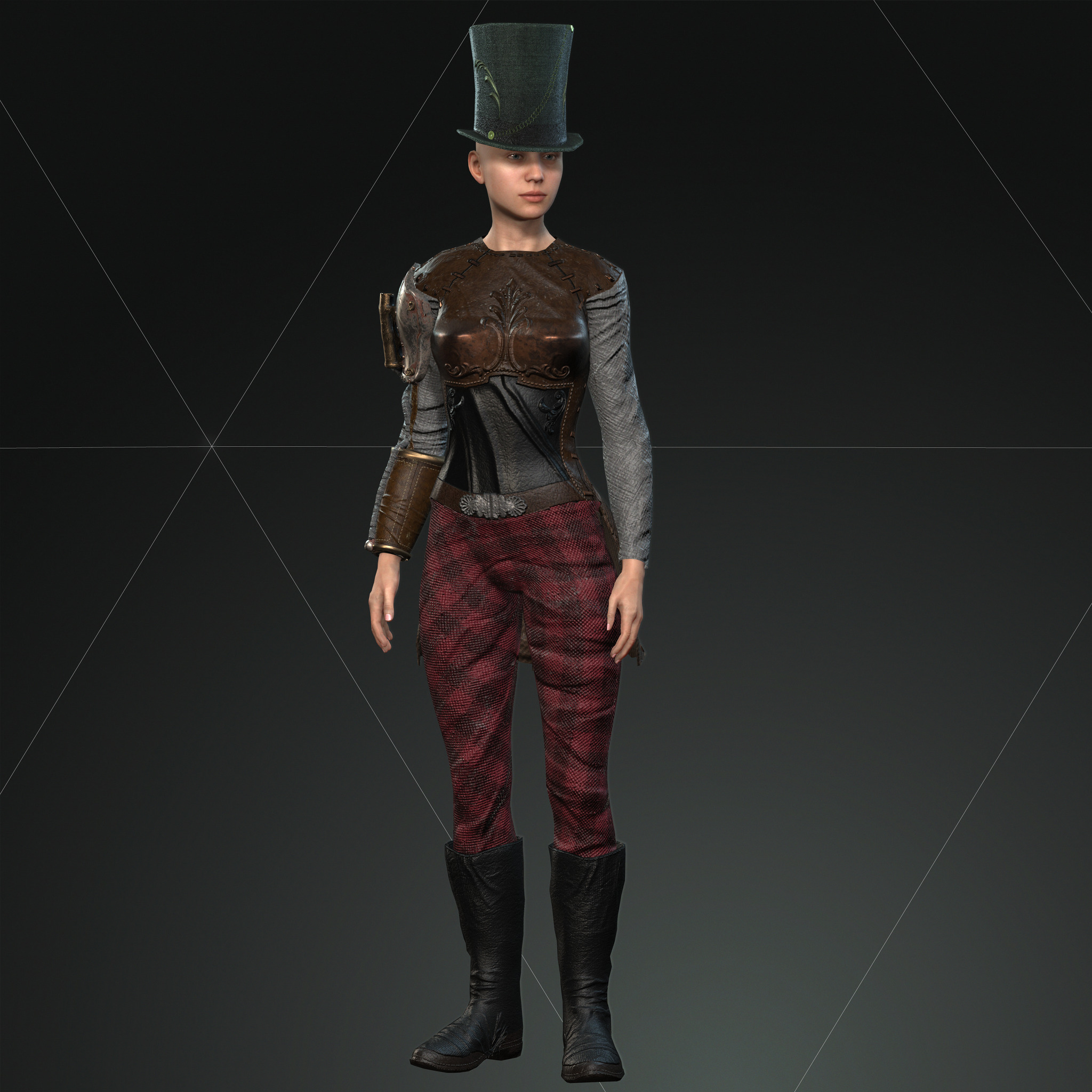 Mega Pack 28 Steampunk rigged character woman man Low-poly 3D model_102