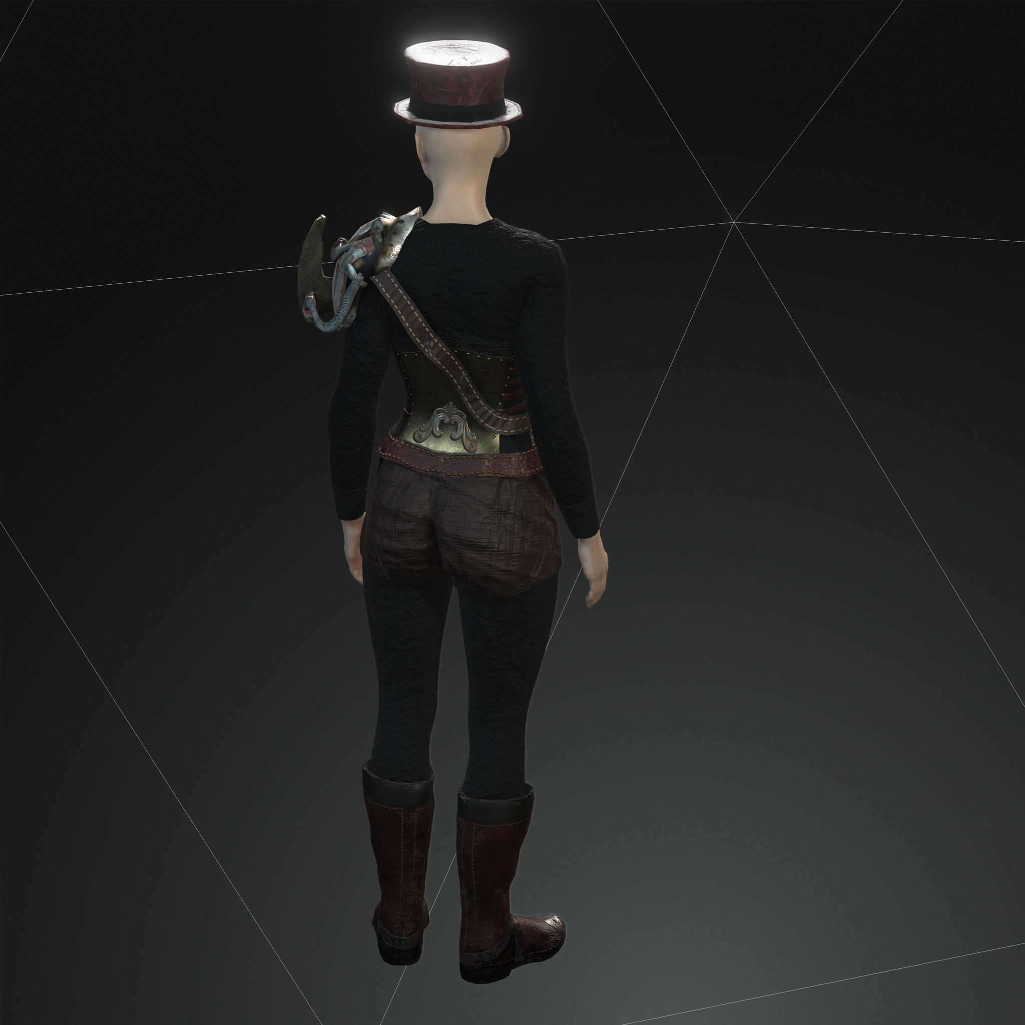 Mega Pack 28 Steampunk rigged character woman man Low-poly 3D model_106