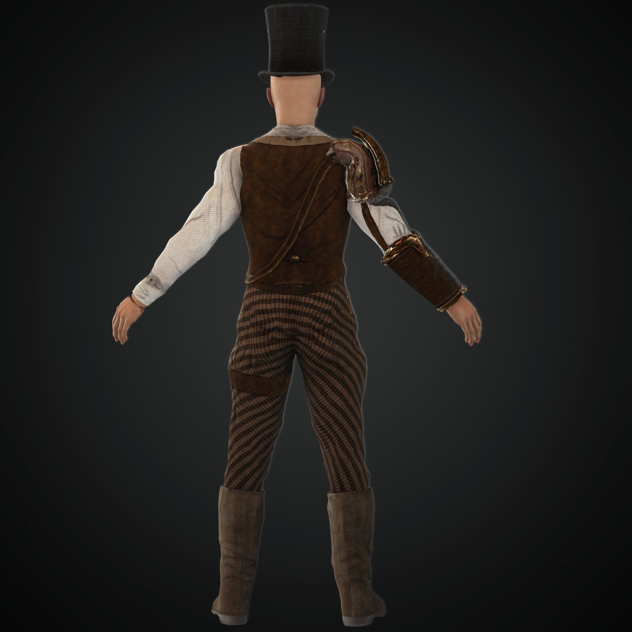 Mega Pack 28 Steampunk rigged character woman man Low-poly 3D model_4