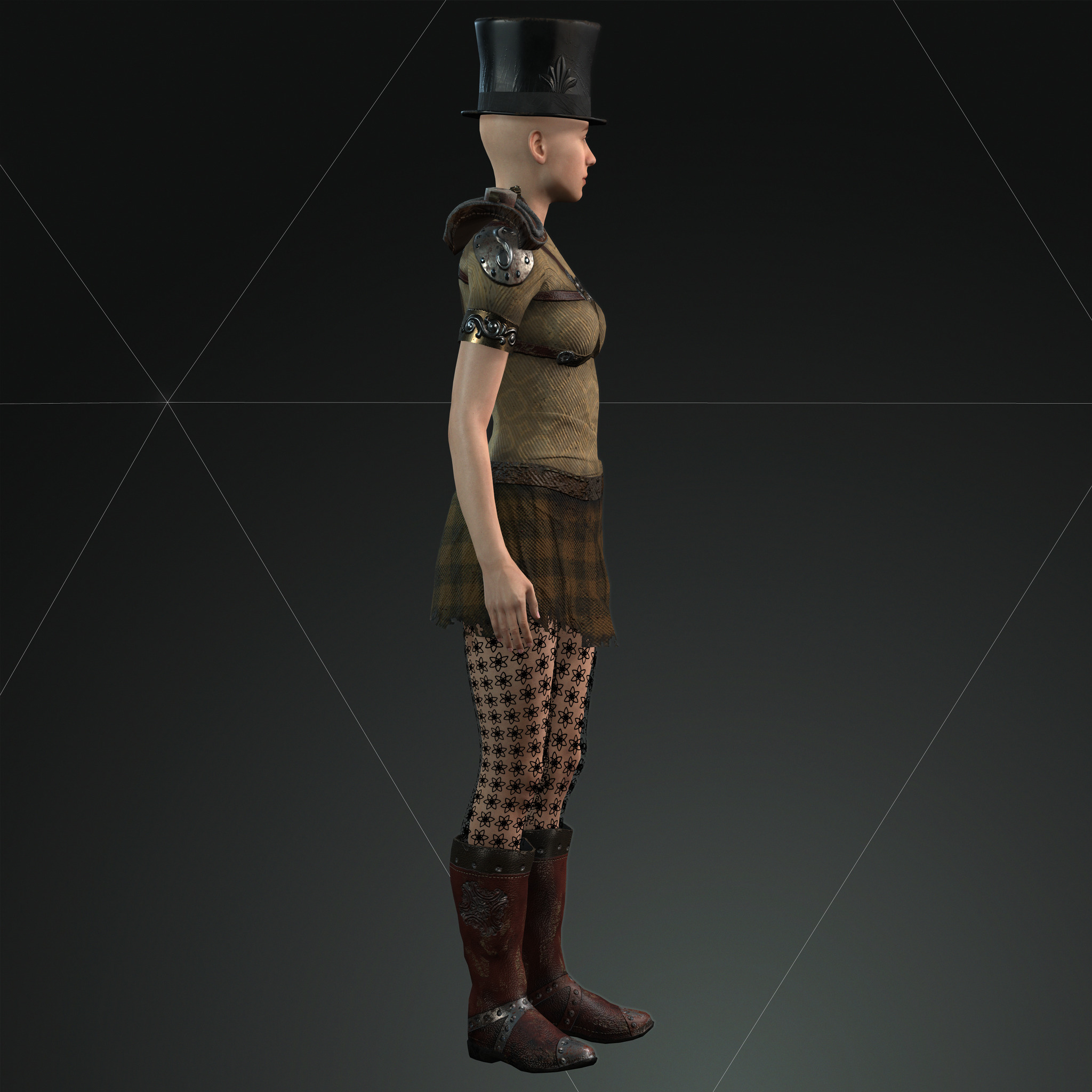 Mega Pack 28 Steampunk rigged character woman man Low-poly 3D model_144