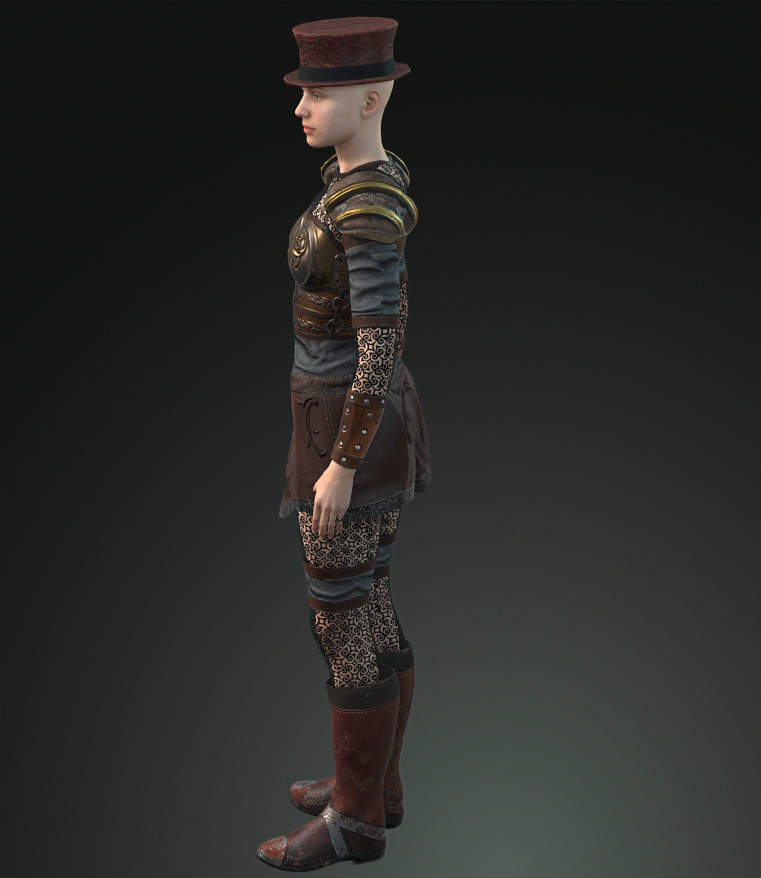 Mega Pack 28 Steampunk rigged character woman man Low-poly 3D model_123