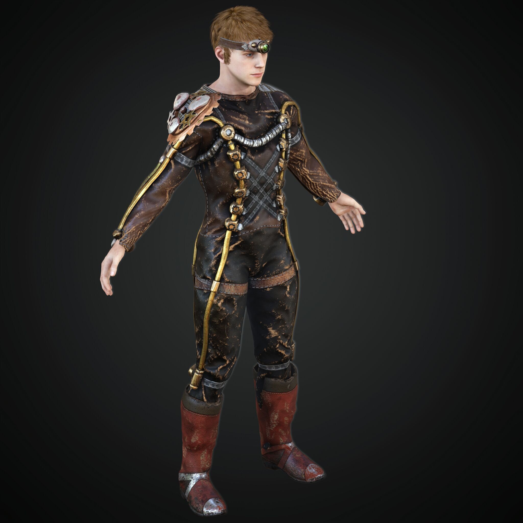 Mega Pack 28 Steampunk rigged character woman man Low-poly 3D model_69