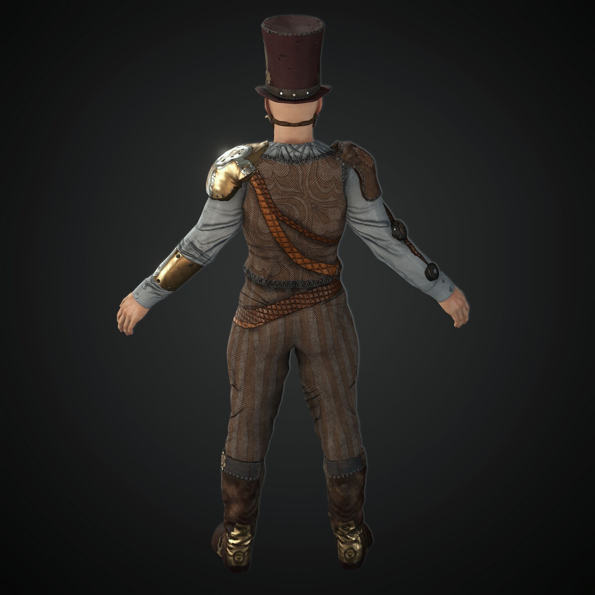 Mega Pack 28 Steampunk rigged character woman man Low-poly 3D model_37