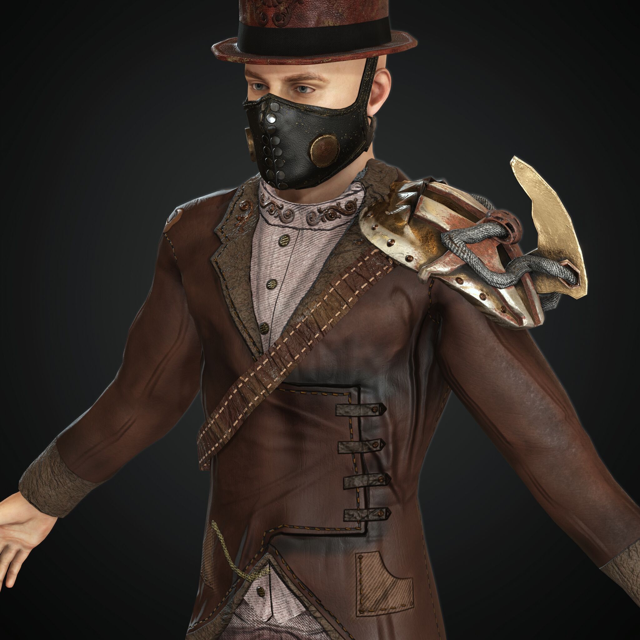 Mega Pack 28 Steampunk rigged character woman man Low-poly 3D model_20