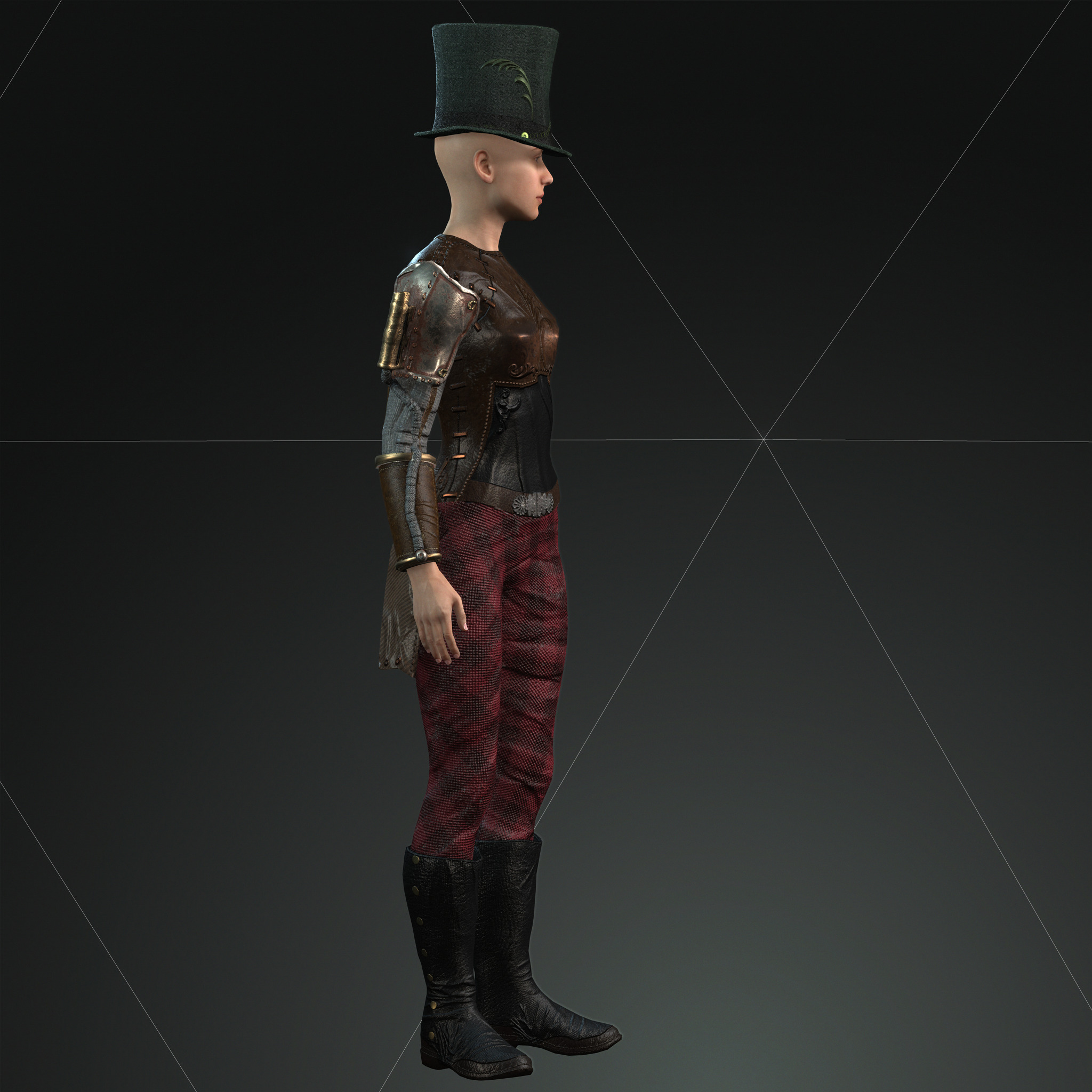 Mega Pack 28 Steampunk rigged character woman man Low-poly 3D model_101