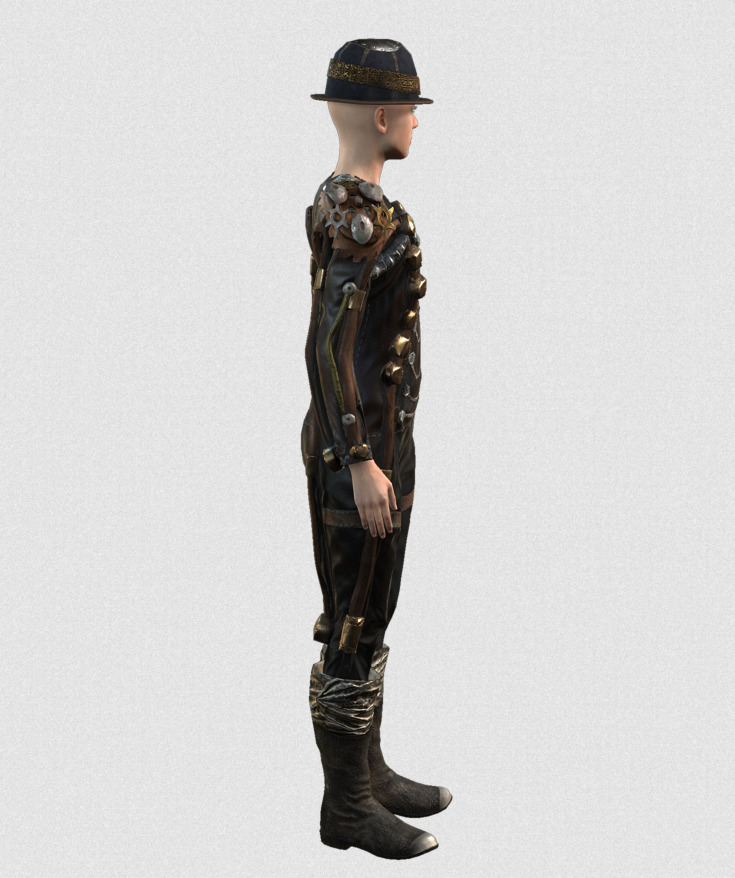 Mega Pack 28 Steampunk rigged character woman man Low-poly 3D model_136