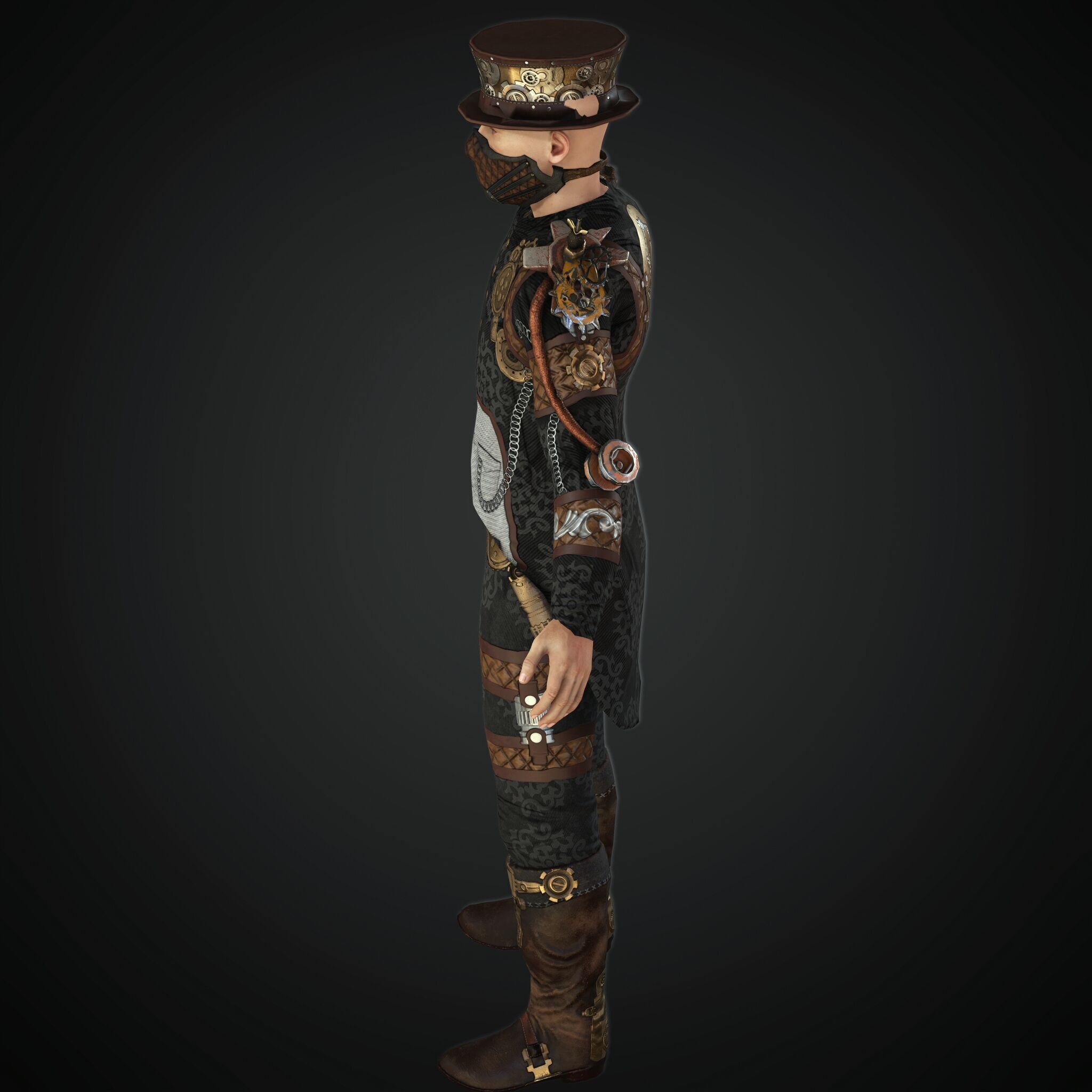 Mega Pack 28 Steampunk rigged character woman man Low-poly 3D model_42