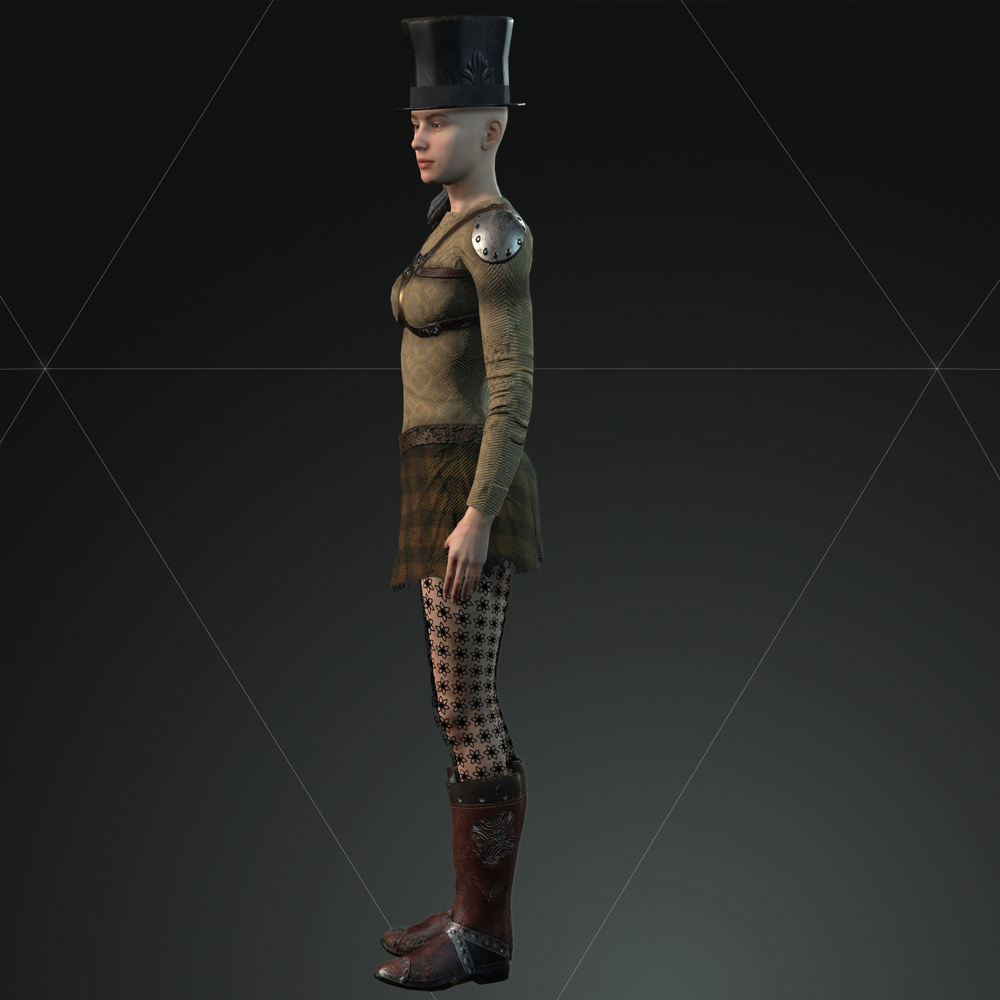 Mega Pack 28 Steampunk rigged character woman man Low-poly 3D model_140