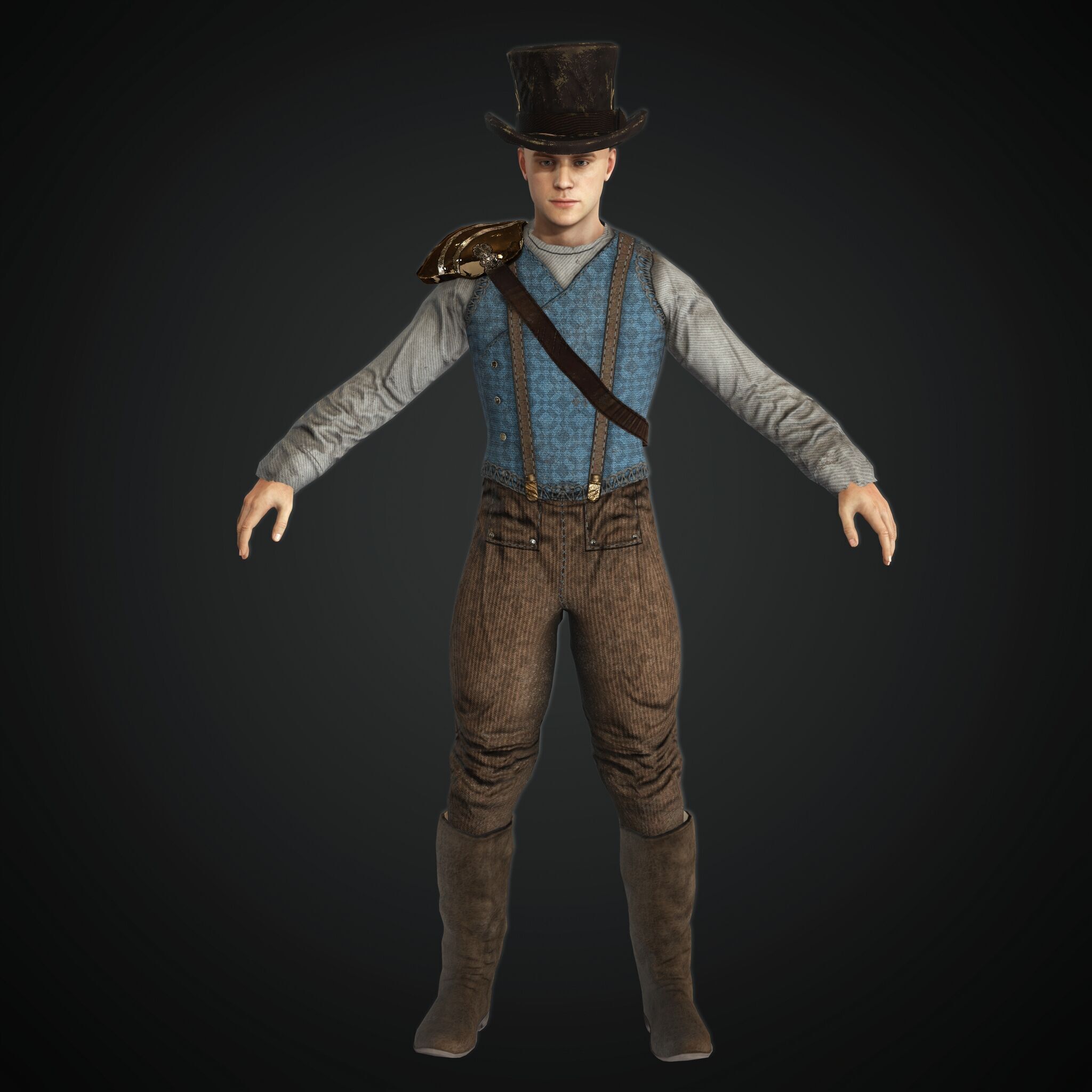 Mega Pack 28 Steampunk rigged character woman man Low-poly 3D model_12