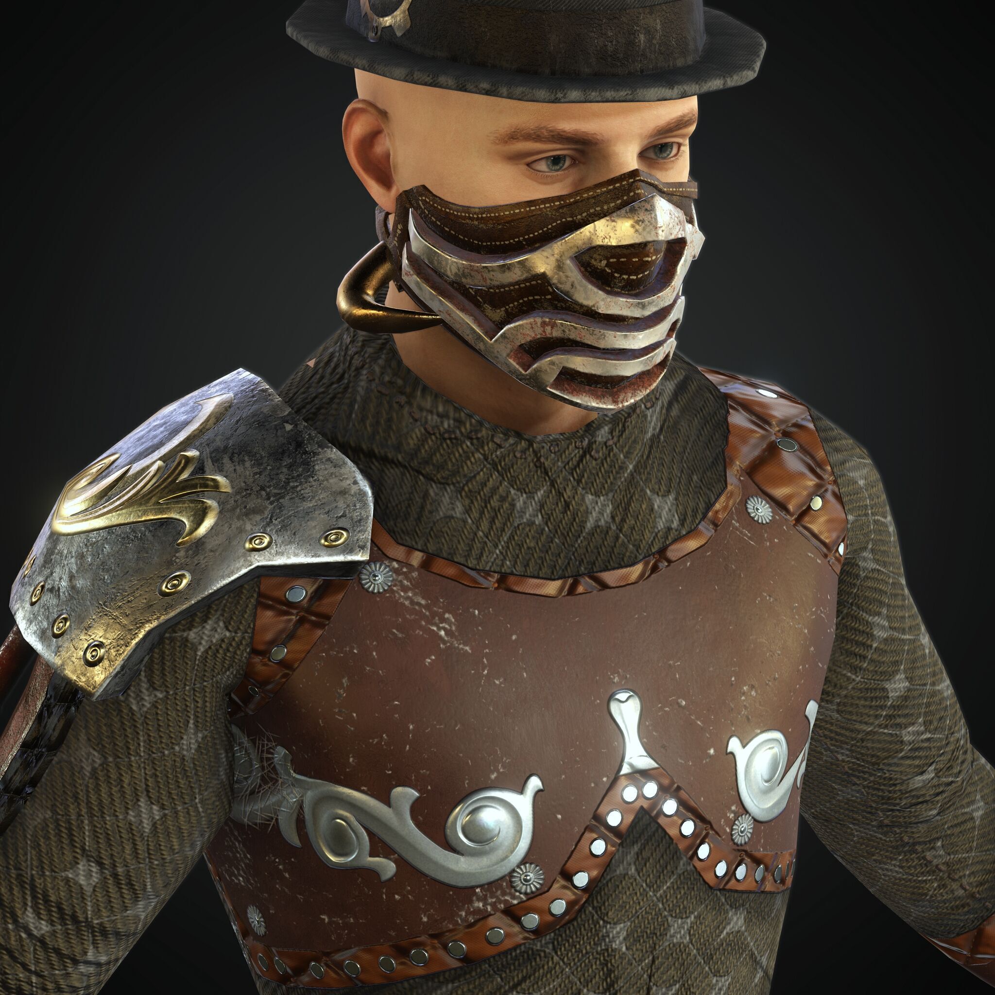 Mega Pack 28 Steampunk rigged character woman man Low-poly 3D model_35