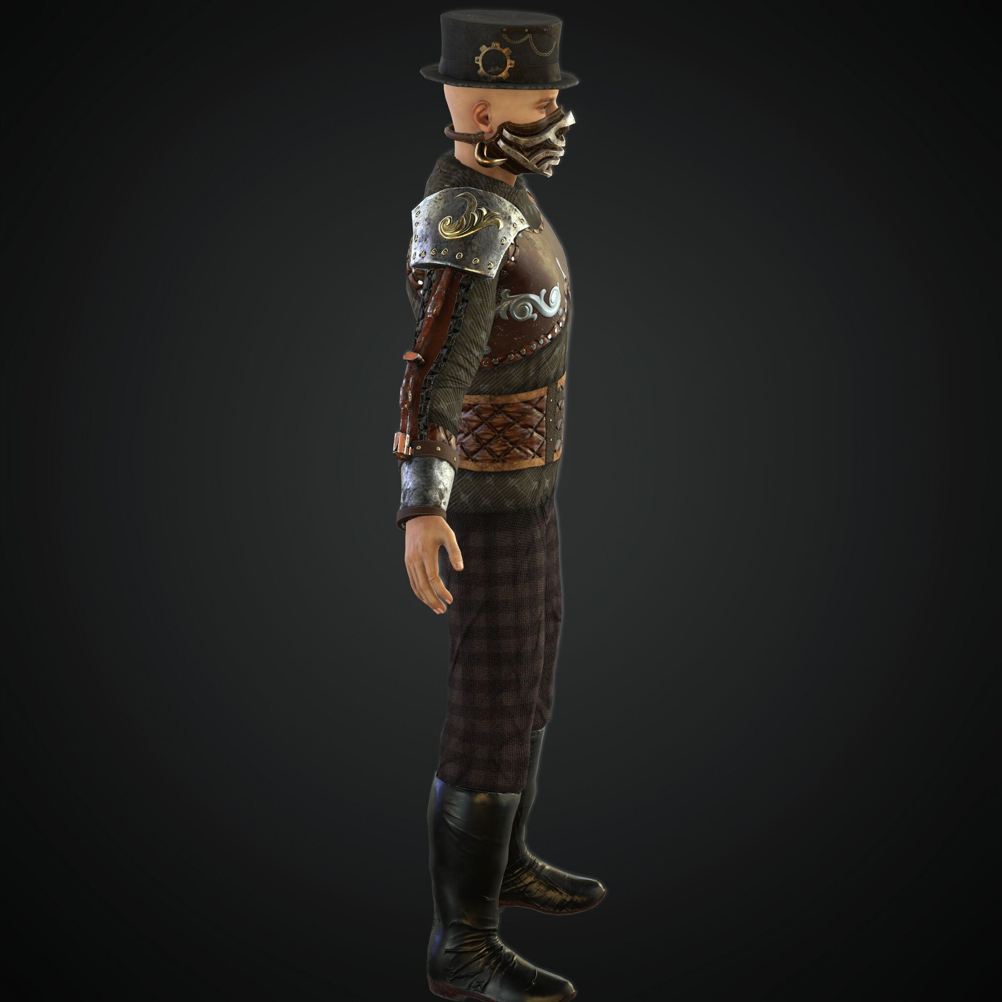 Mega Pack 28 Steampunk rigged character woman man Low-poly 3D model_33