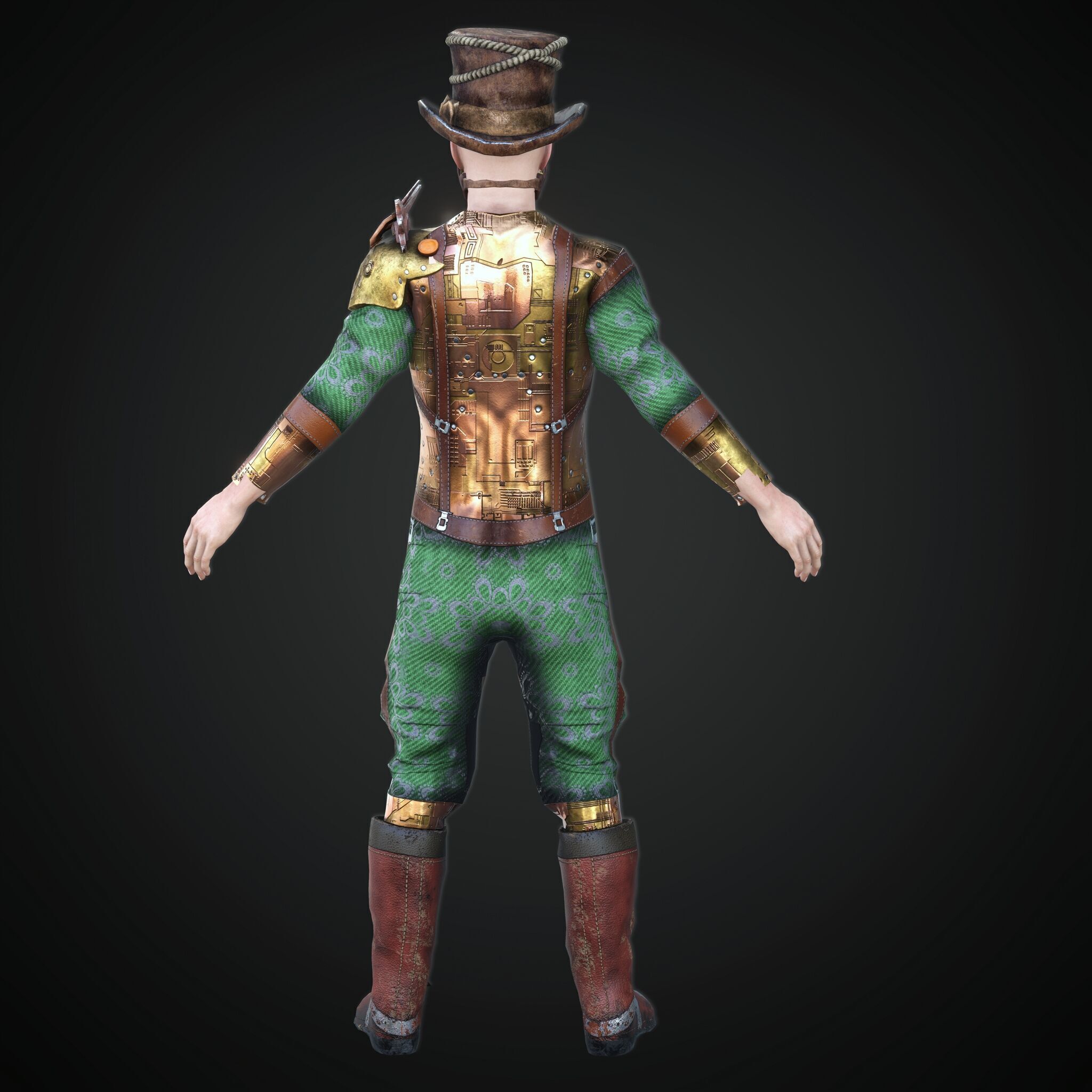 Mega Pack 28 Steampunk rigged character woman man Low-poly 3D model_61