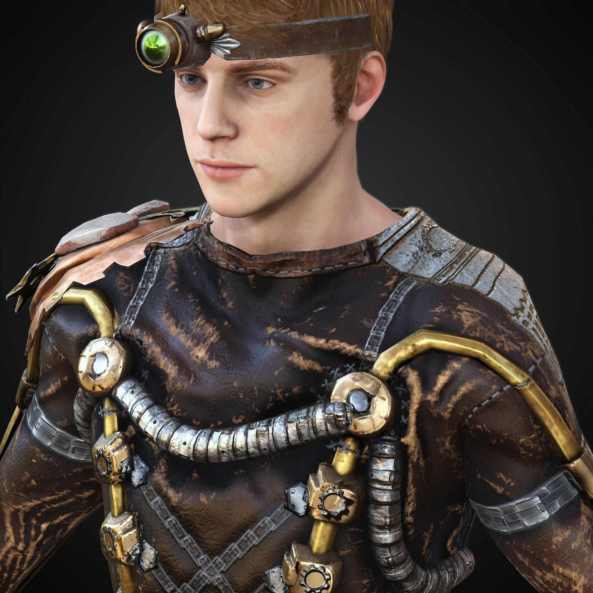 Mega Pack 28 Steampunk rigged character woman man Low-poly 3D model_71