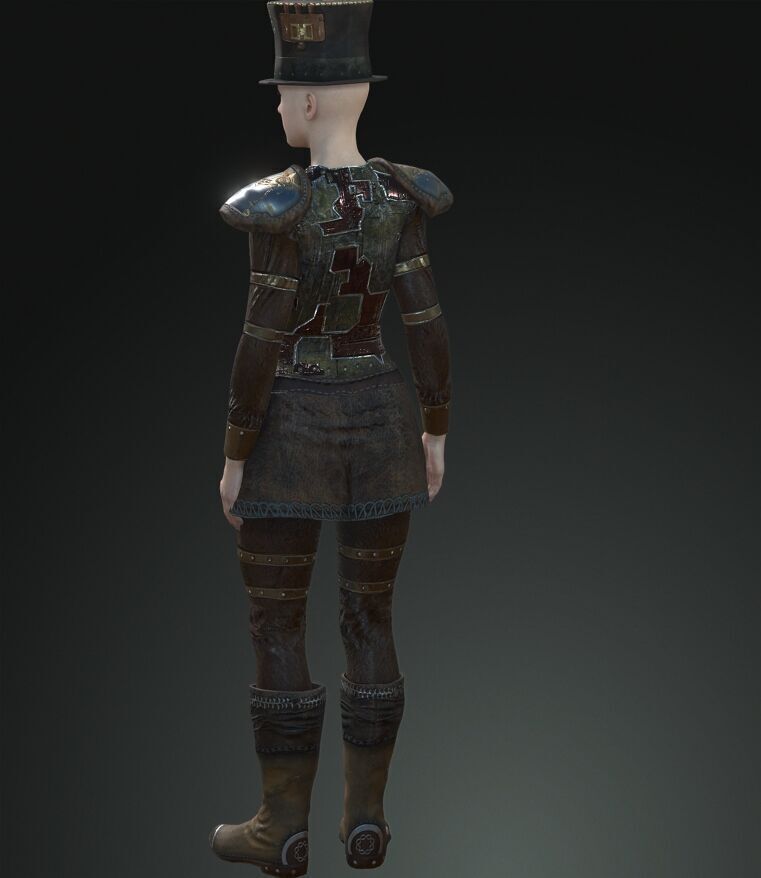 Mega Pack 28 Steampunk rigged character woman man Low-poly 3D model_94