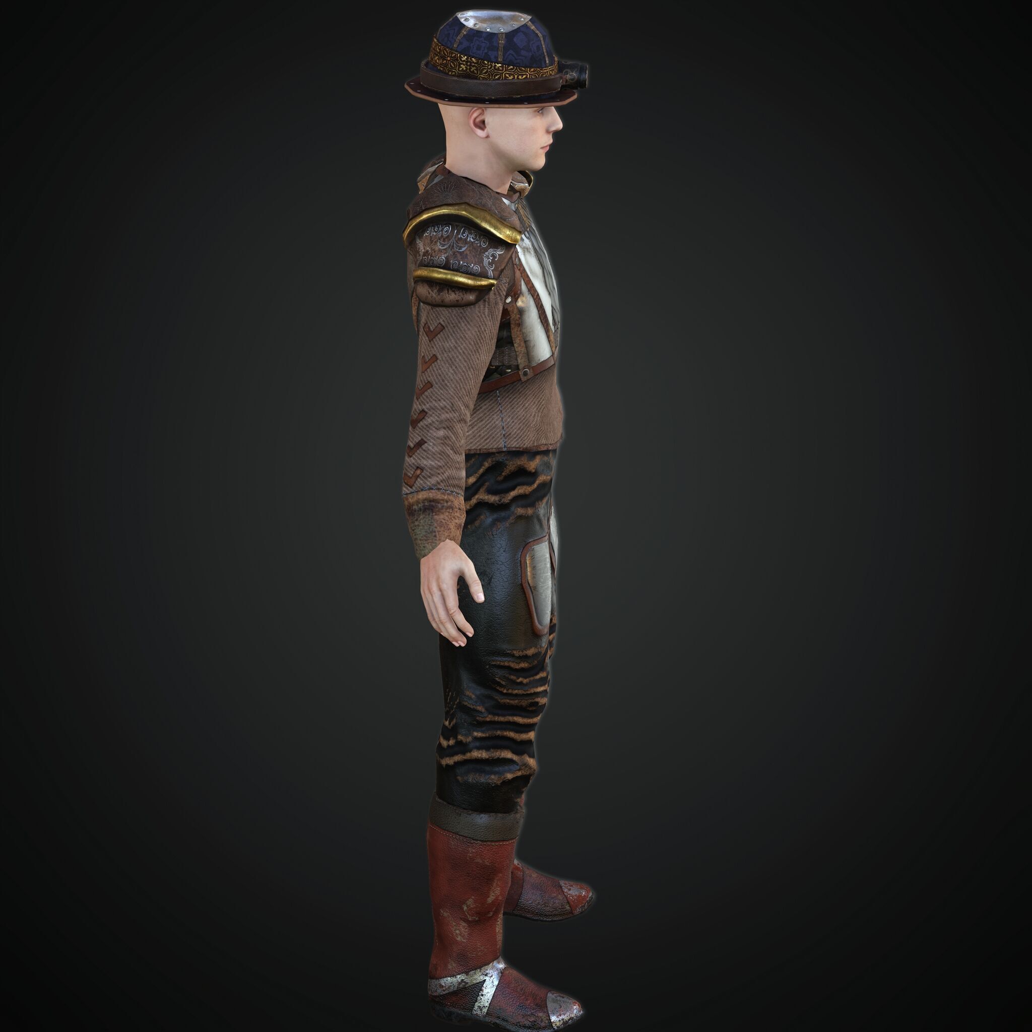 Mega Pack 28 Steampunk rigged character woman man Low-poly 3D model_64