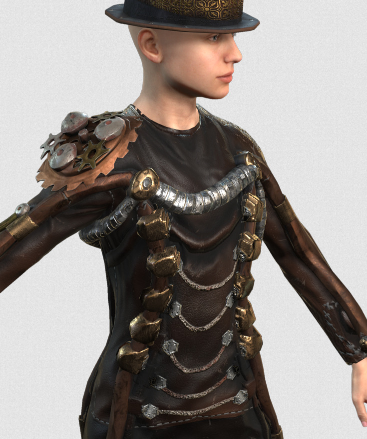 Mega Pack 28 Steampunk rigged character woman man Low-poly 3D model_133