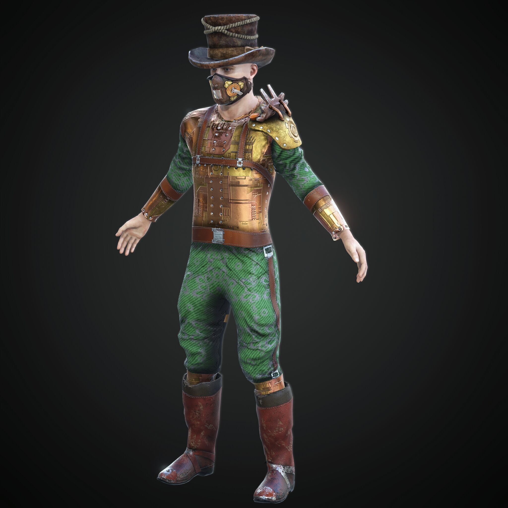 Mega Pack 28 Steampunk rigged character woman man Low-poly 3D model_57