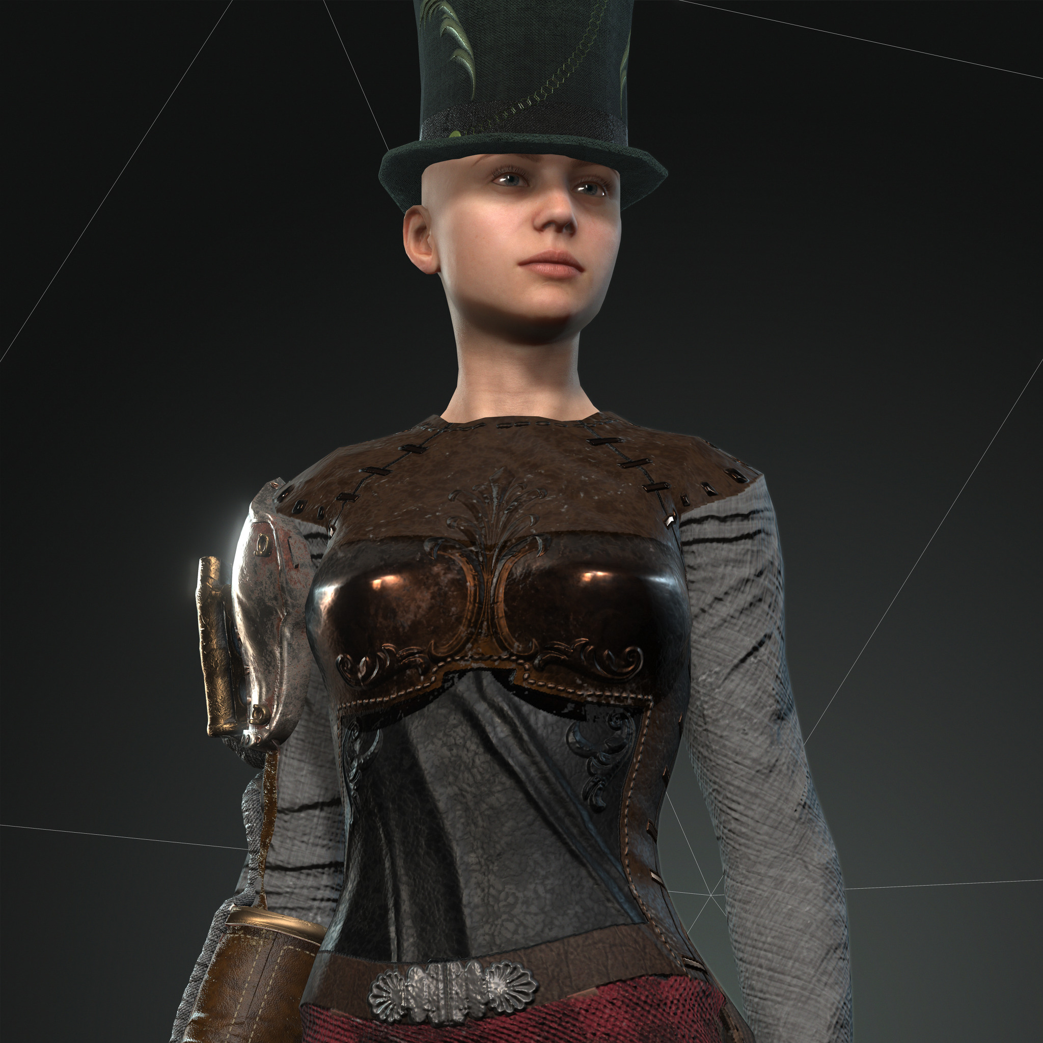 Mega Pack 28 Steampunk rigged character woman man Low-poly 3D model_114