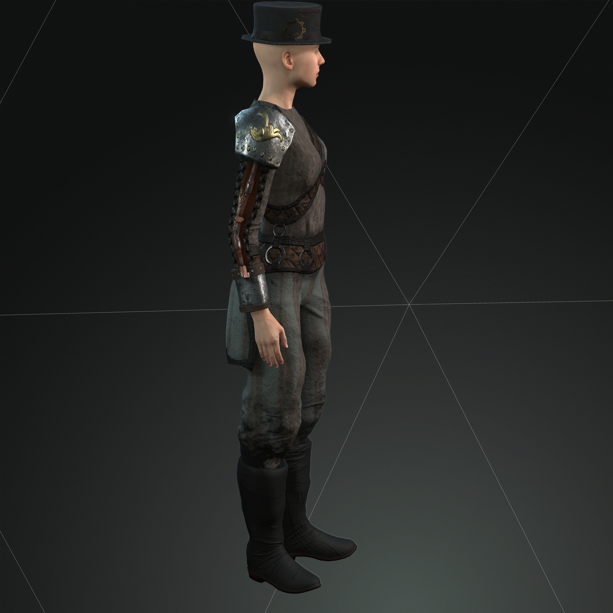 Mega Pack 28 Steampunk rigged character woman man Low-poly 3D model_139