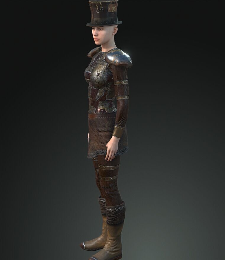 Mega Pack 28 Steampunk rigged character woman man Low-poly 3D model_96