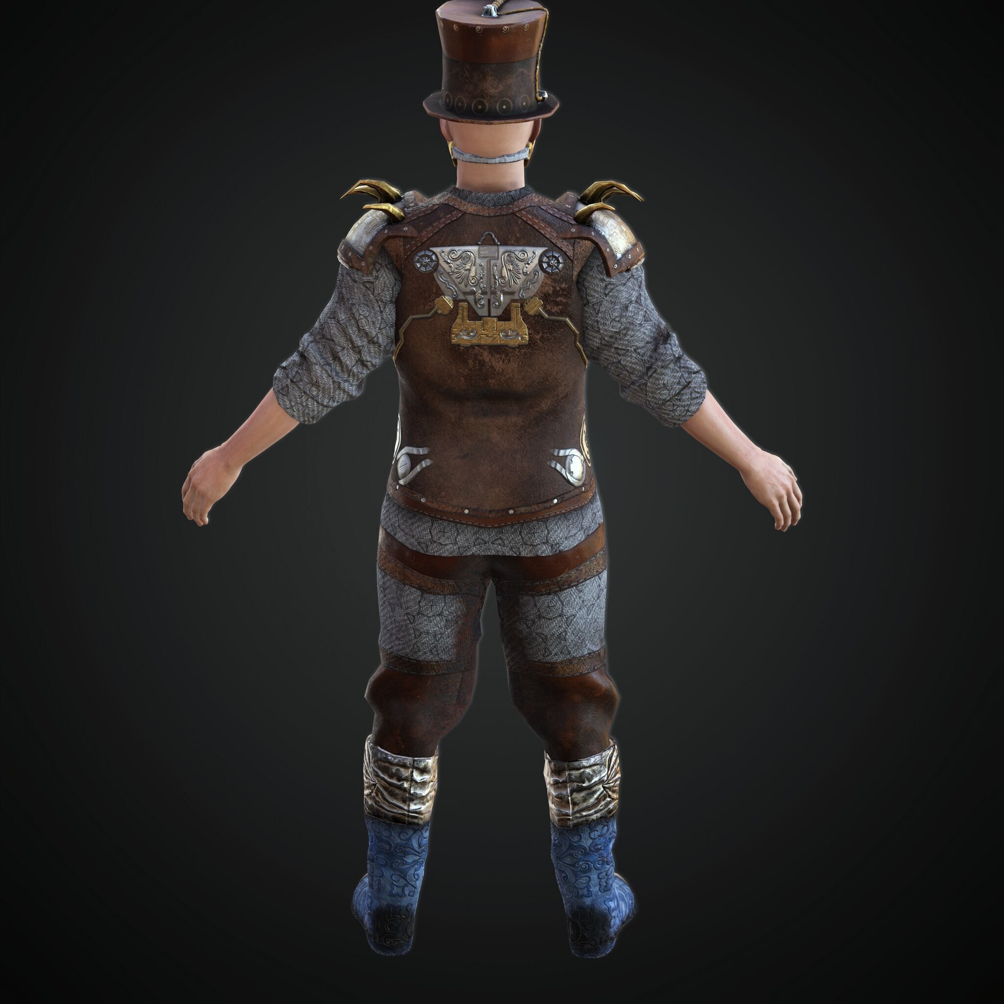 Mega Pack 28 Steampunk rigged character woman man Low-poly 3D model_54