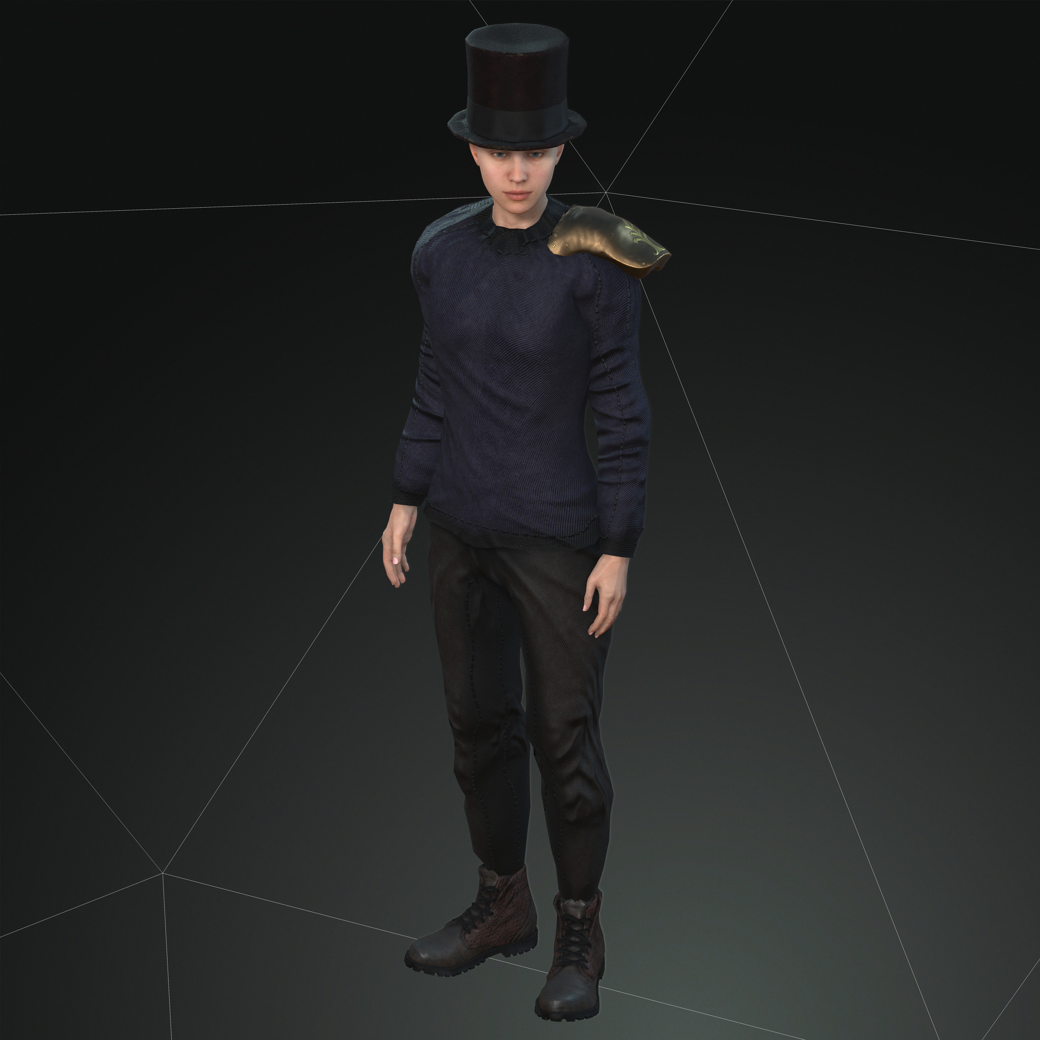 Mega Pack 28 Steampunk rigged character woman man Low-poly 3D model_93