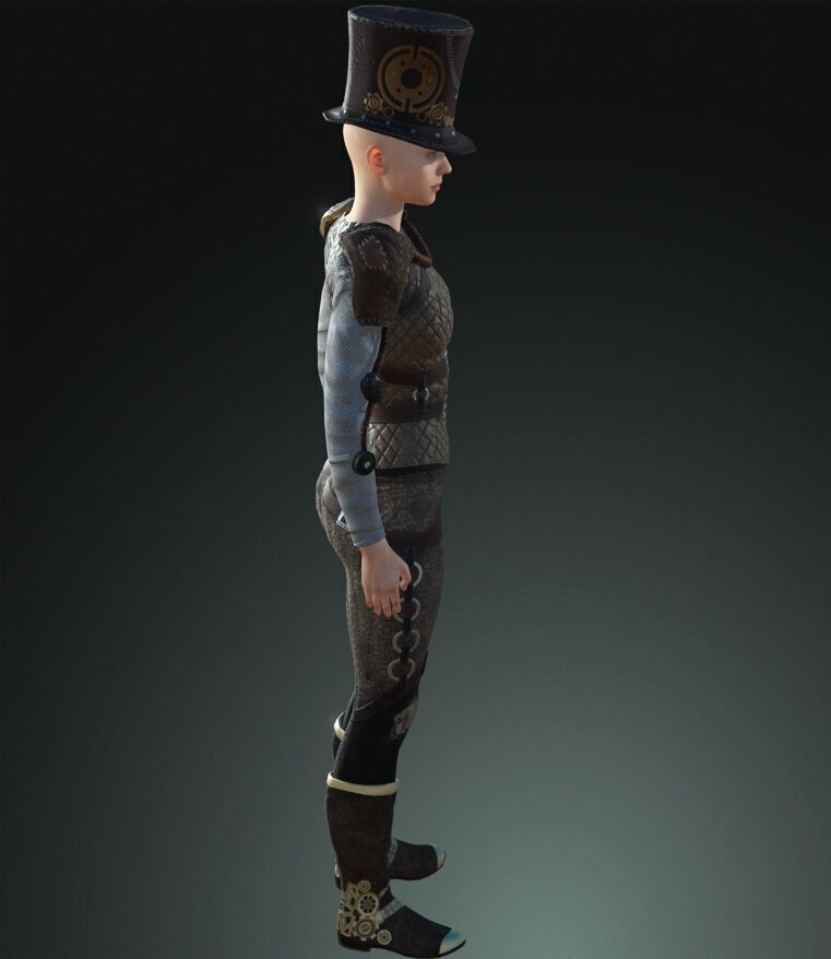 Mega Pack 28 Steampunk rigged character woman man Low-poly 3D model_83