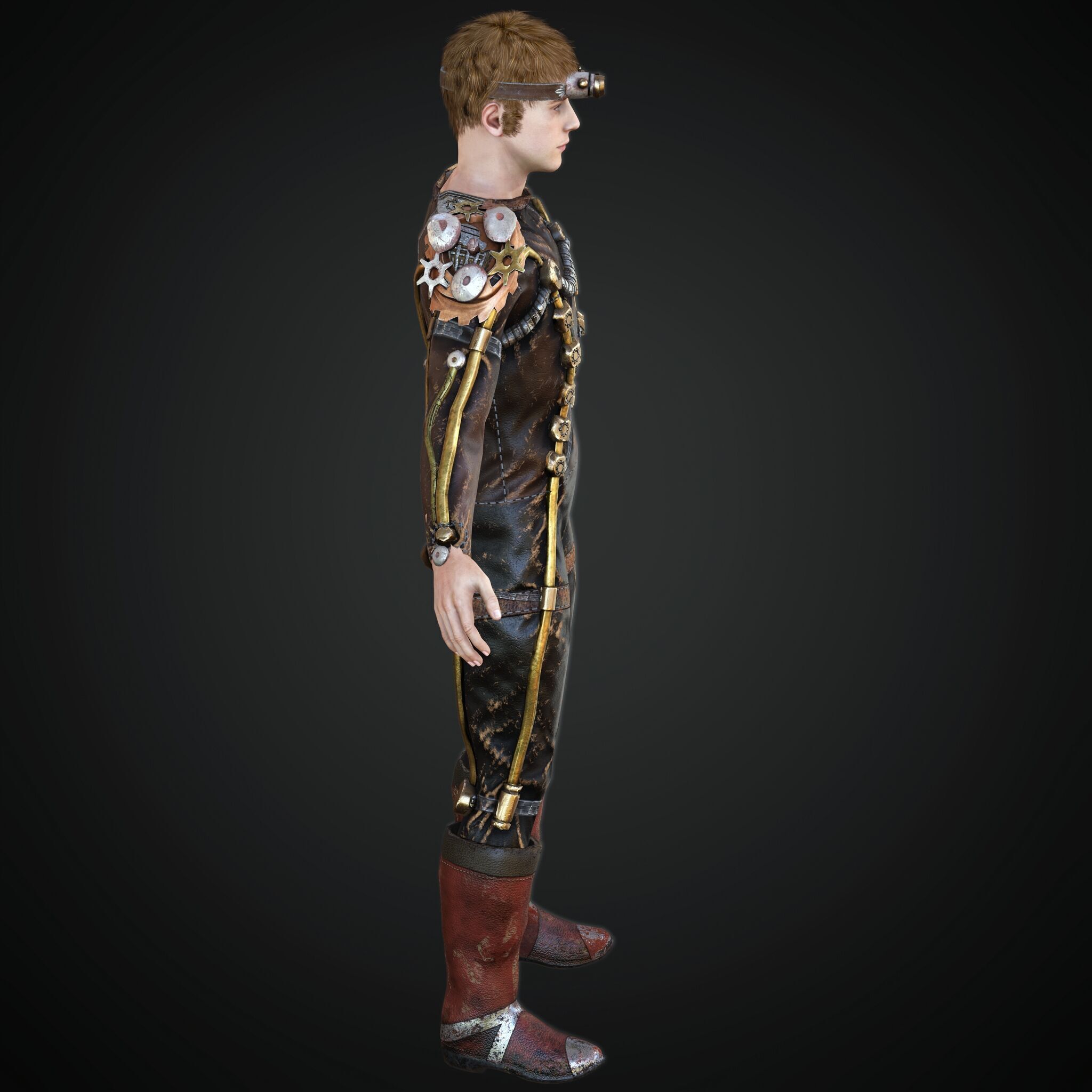 Mega Pack 28 Steampunk rigged character woman man Low-poly 3D model_68