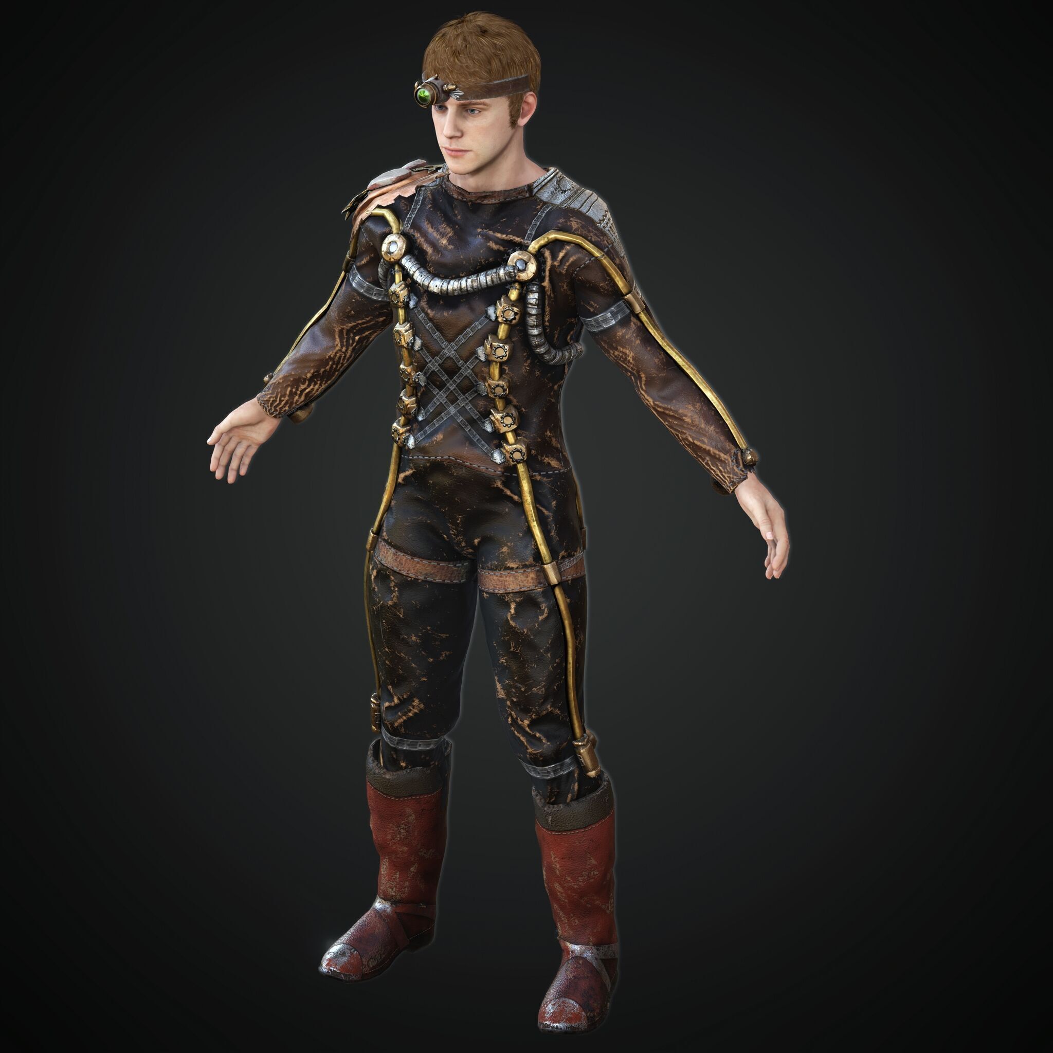 Mega Pack 28 Steampunk rigged character woman man Low-poly 3D model_70