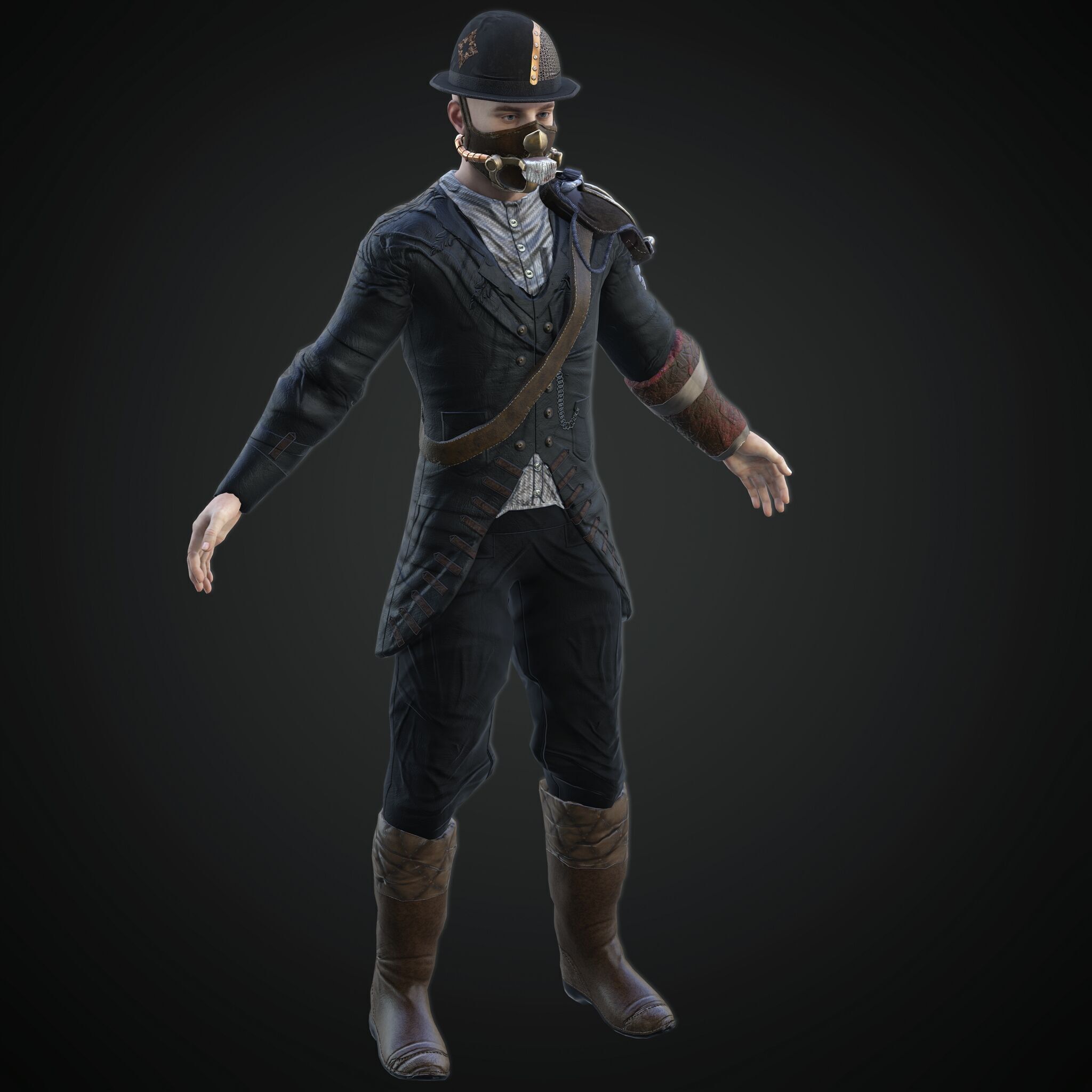 Mega Pack 28 Steampunk rigged character woman man Low-poly 3D model_22