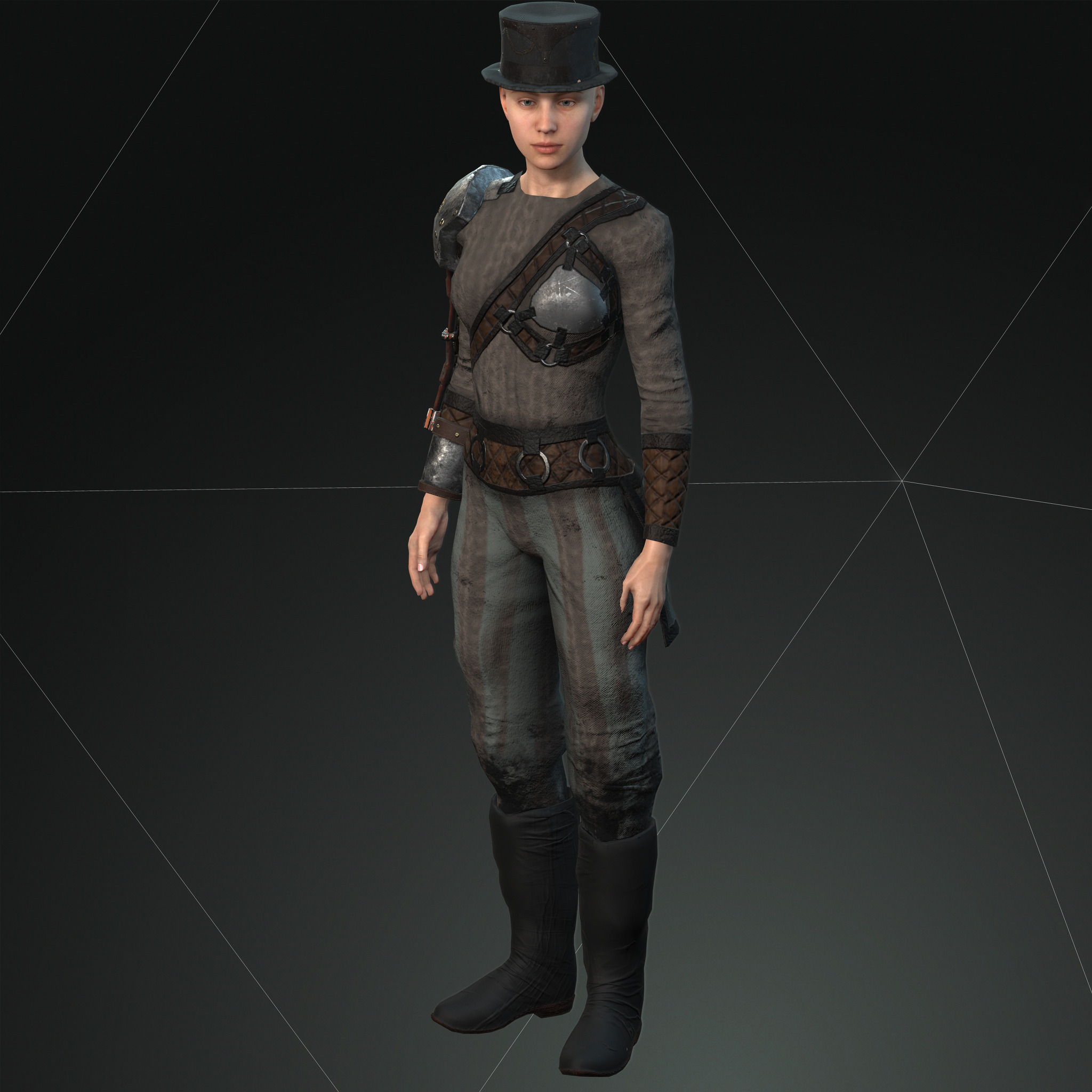 Mega Pack 28 Steampunk rigged character woman man Low-poly 3D model_142