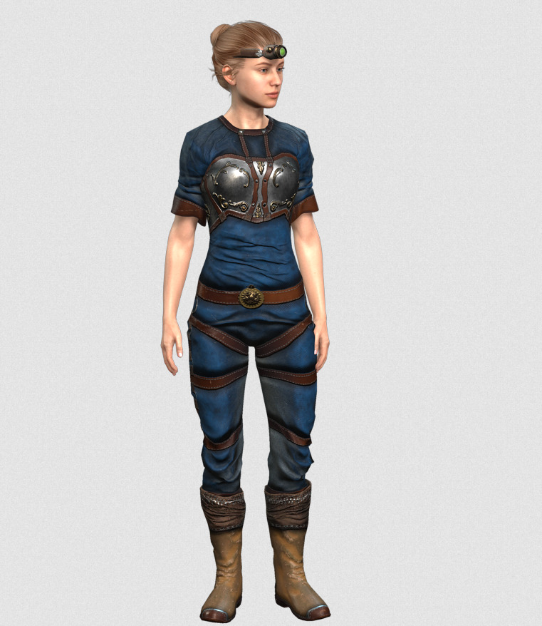 Mega Pack 28 Steampunk rigged character woman man Low-poly 3D model_109