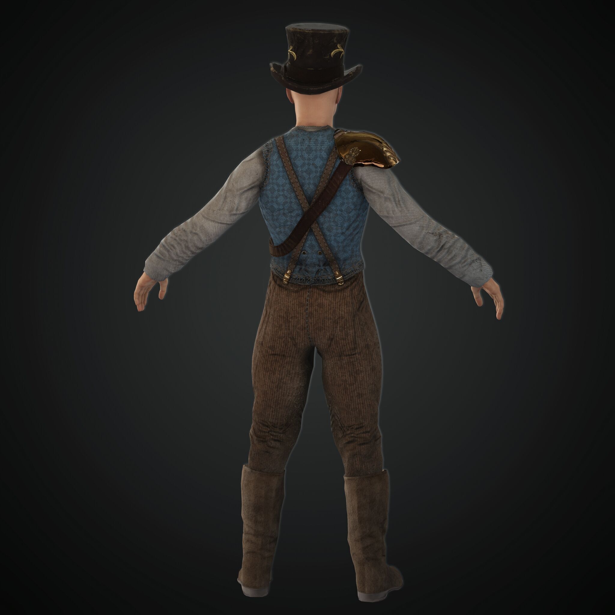 Mega Pack 28 Steampunk rigged character woman man Low-poly 3D model_14