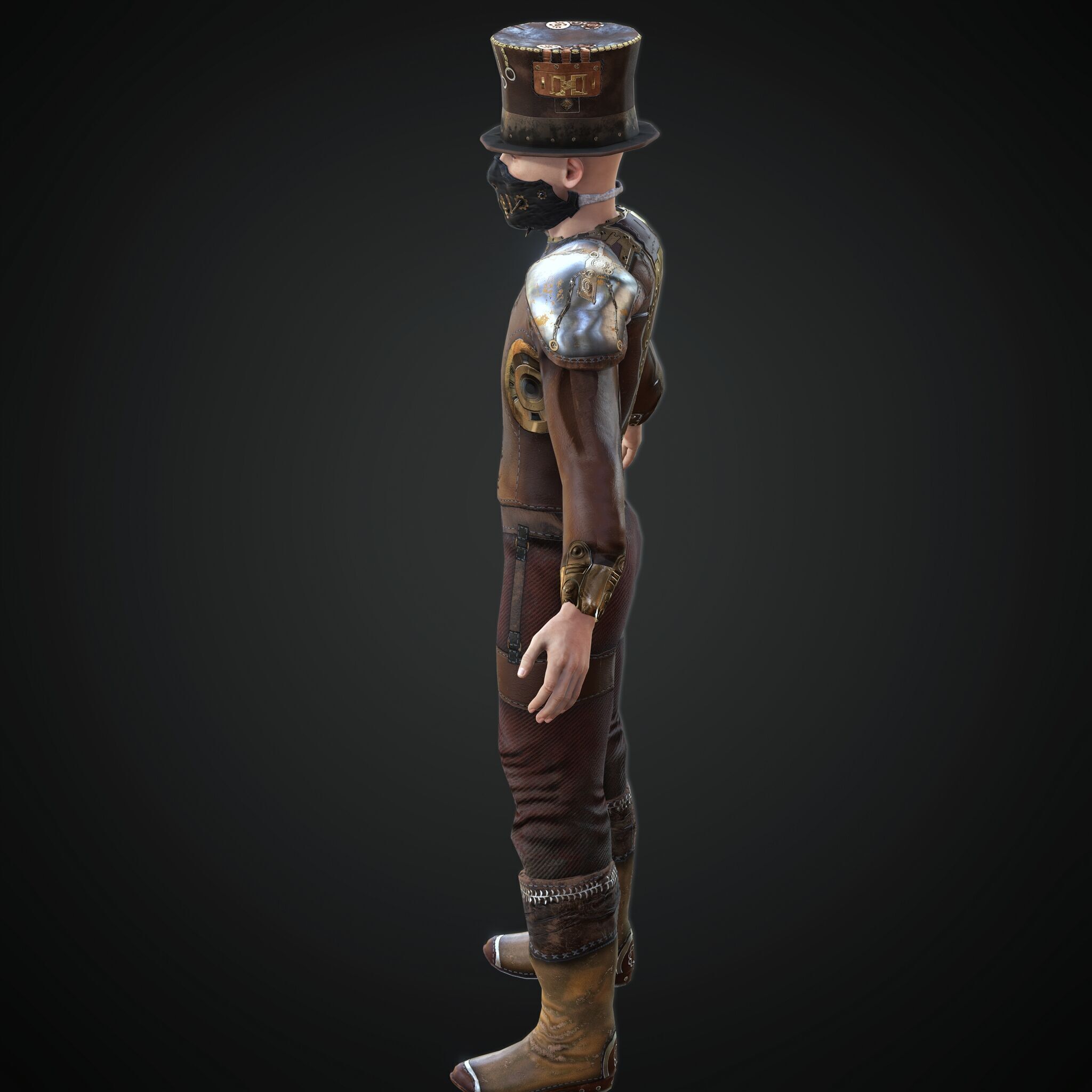 Mega Pack 28 Steampunk rigged character woman man Low-poly 3D model_51