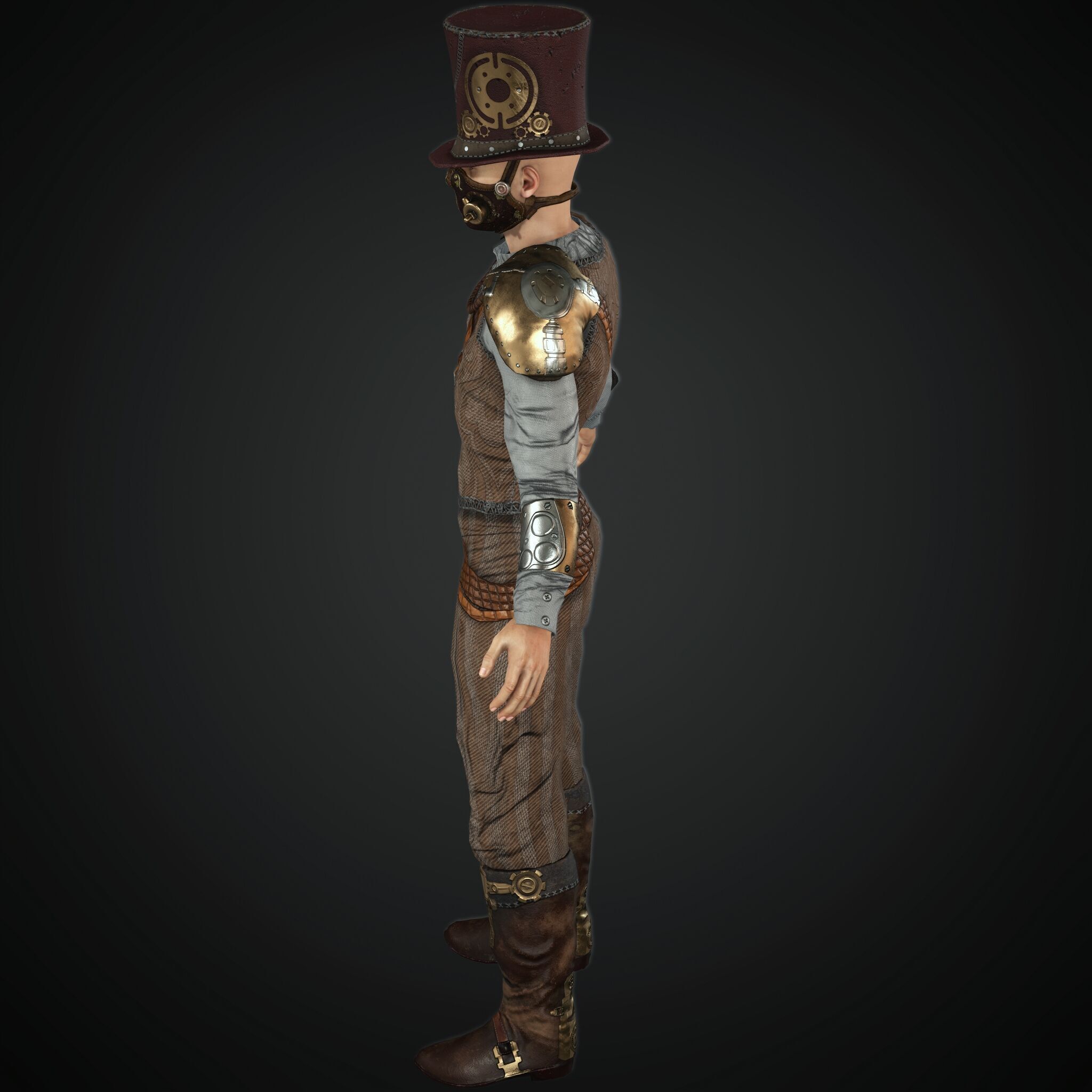 Mega Pack 28 Steampunk rigged character woman man Low-poly 3D model_38