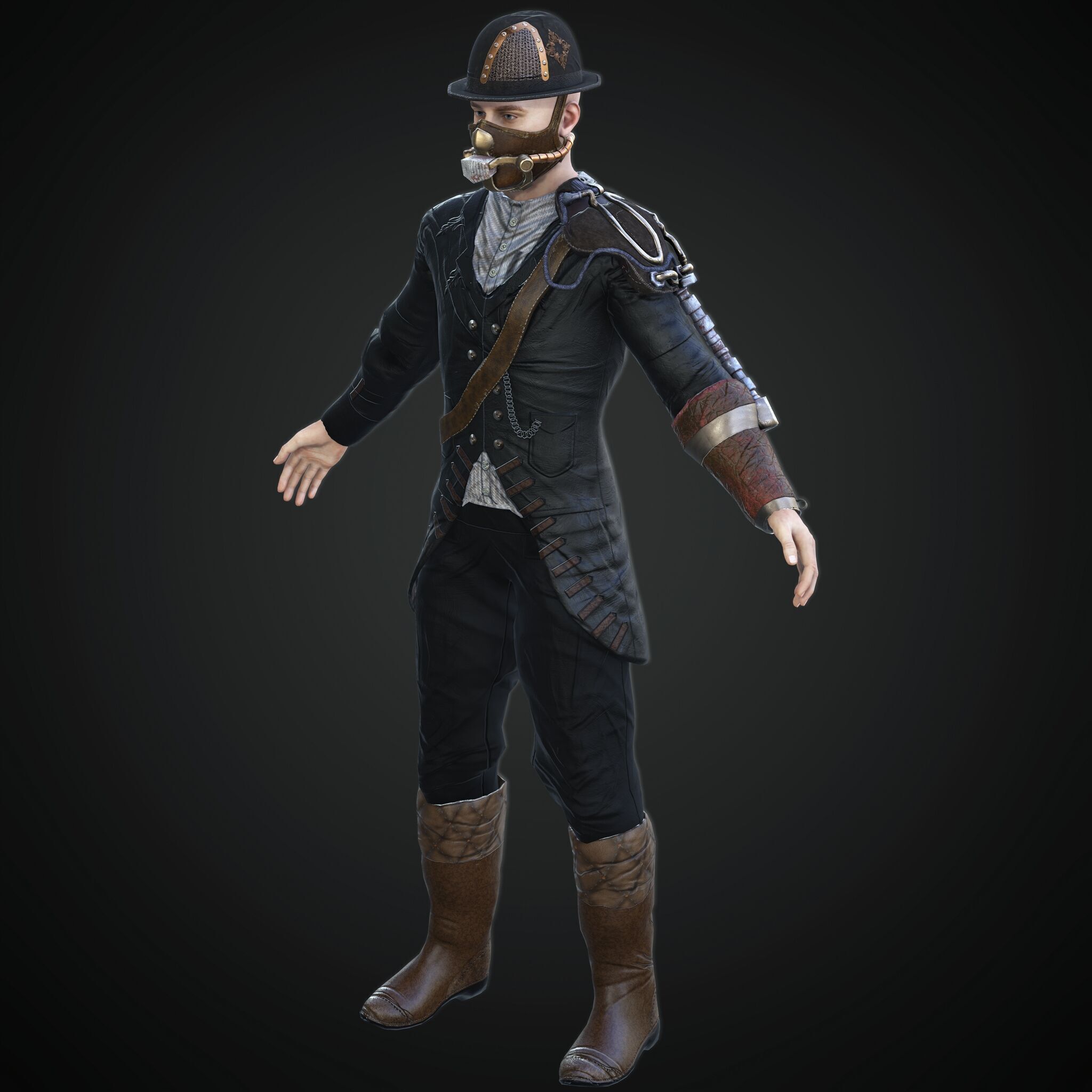 Mega Pack 28 Steampunk rigged character woman man Low-poly 3D model_21