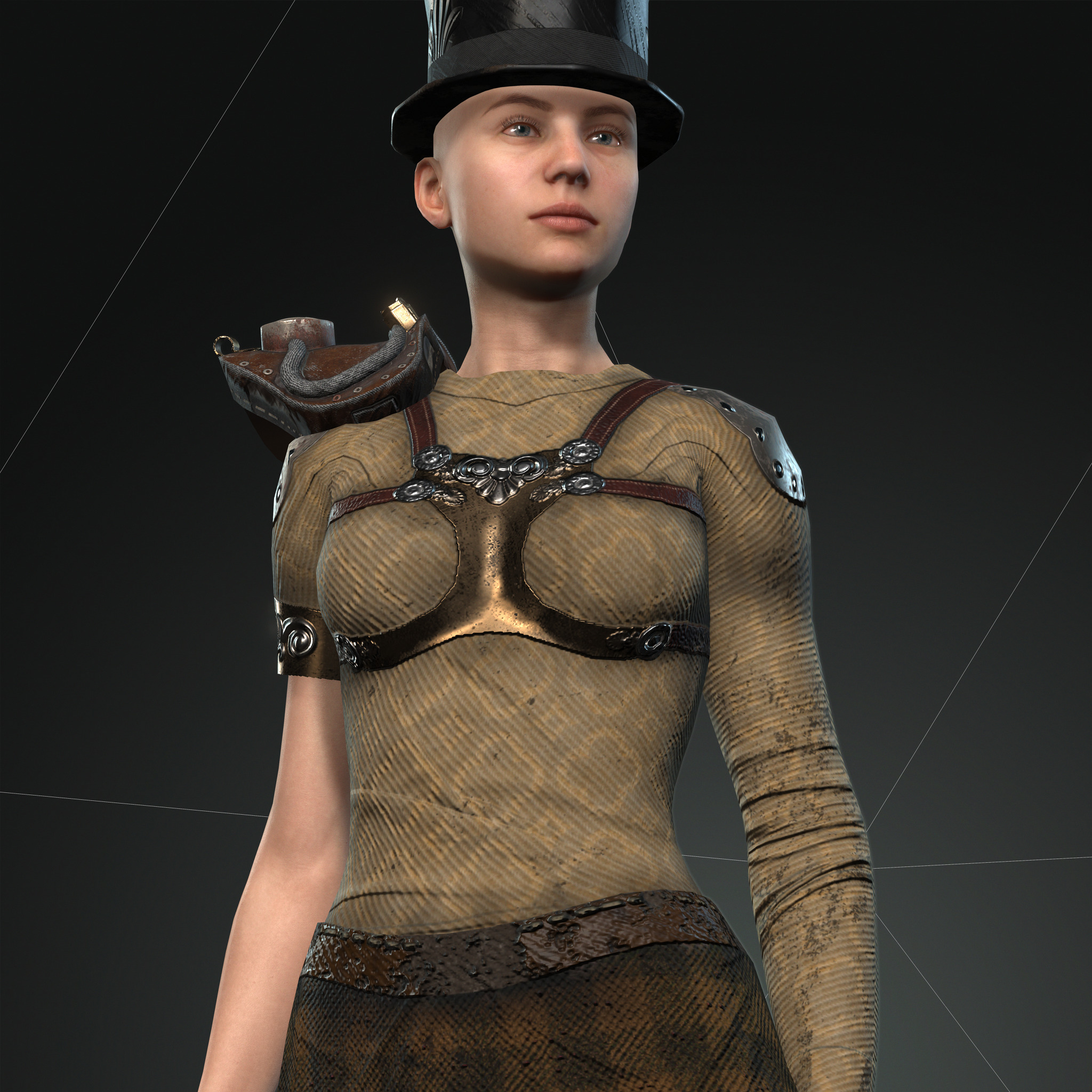 Mega Pack 28 Steampunk rigged character woman man Low-poly 3D model_149