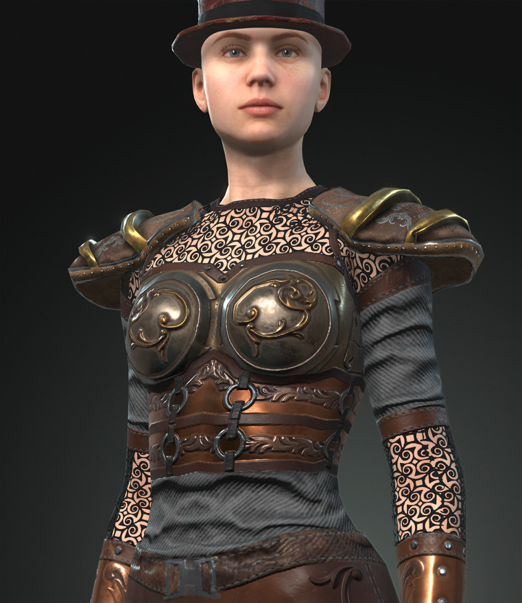 Mega Pack 28 Steampunk rigged character woman man Low-poly 3D model_127