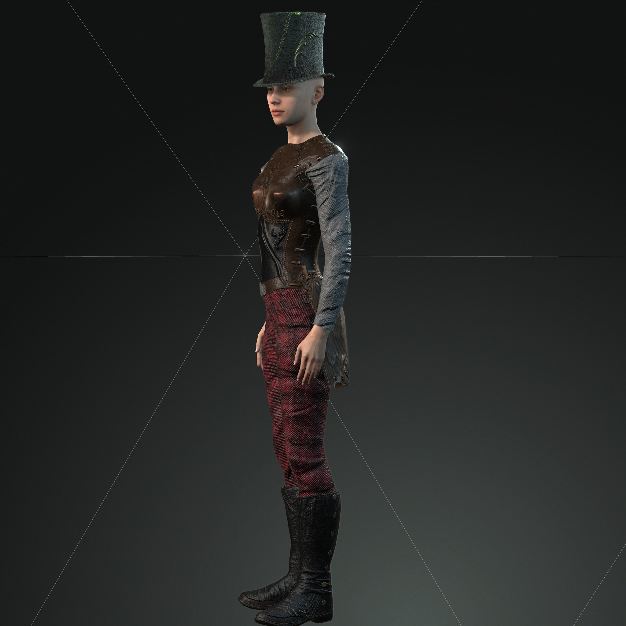 Mega Pack 28 Steampunk rigged character woman man Low-poly 3D model_100