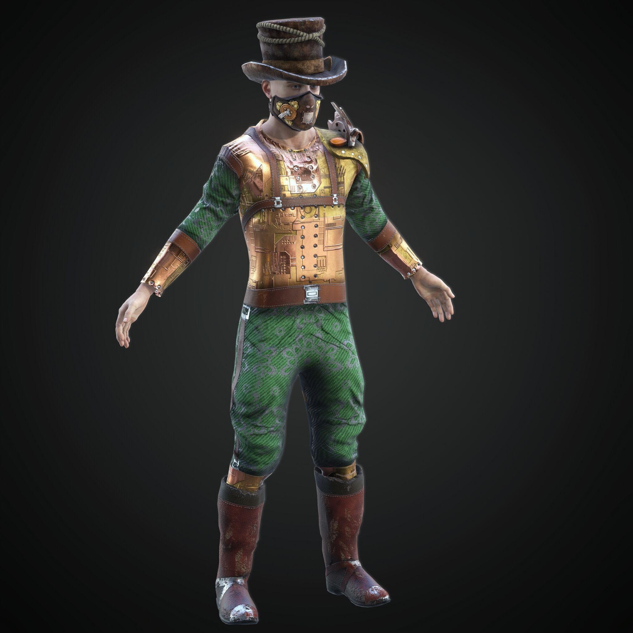 Mega Pack 28 Steampunk rigged character woman man Low-poly 3D model_58