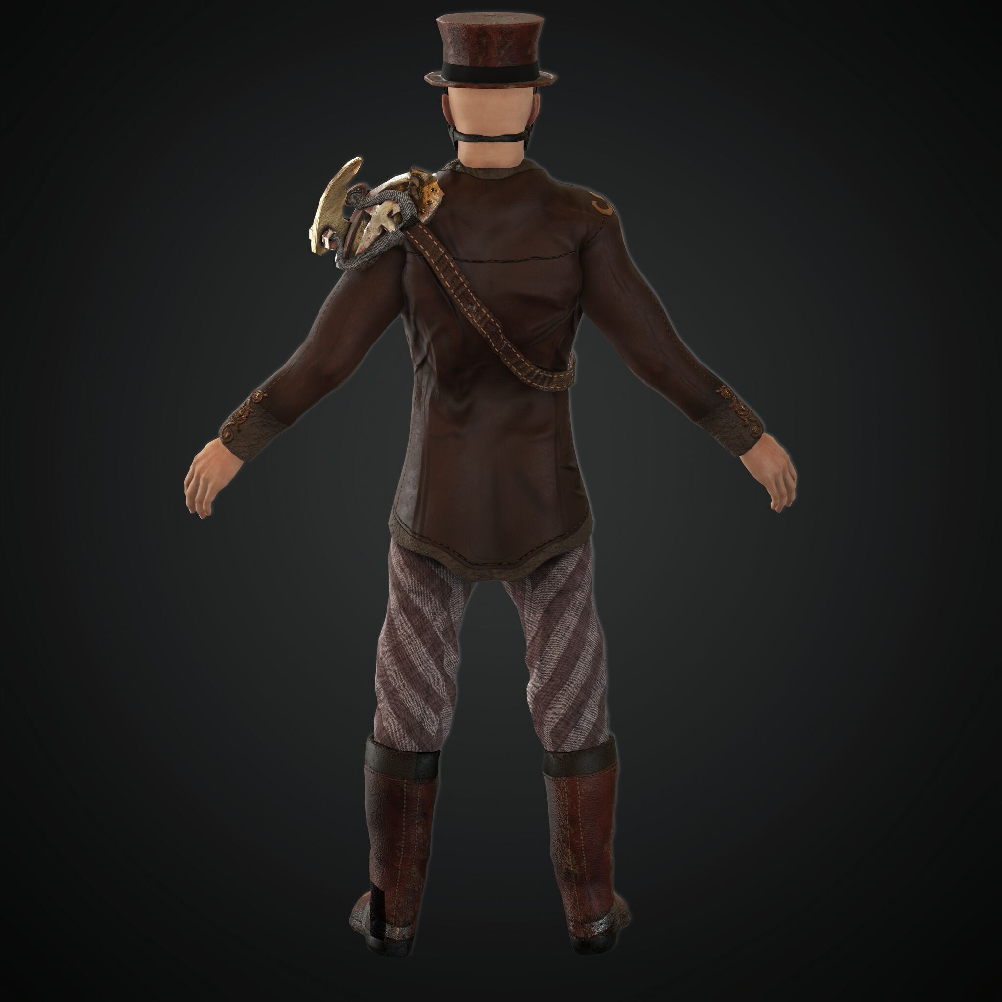 Mega Pack 28 Steampunk rigged character woman man Low-poly 3D model_19