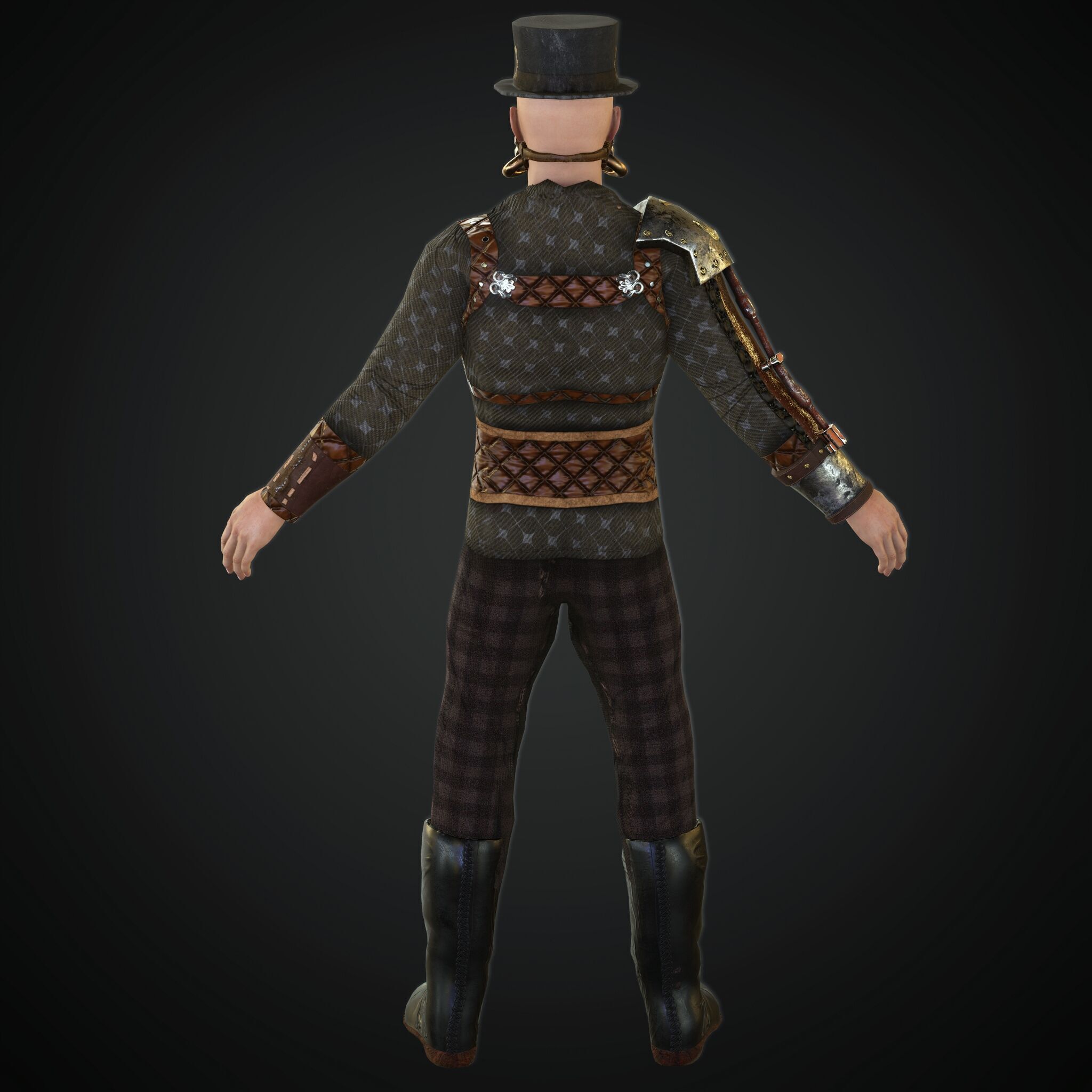 Mega Pack 28 Steampunk rigged character woman man Low-poly 3D model_34