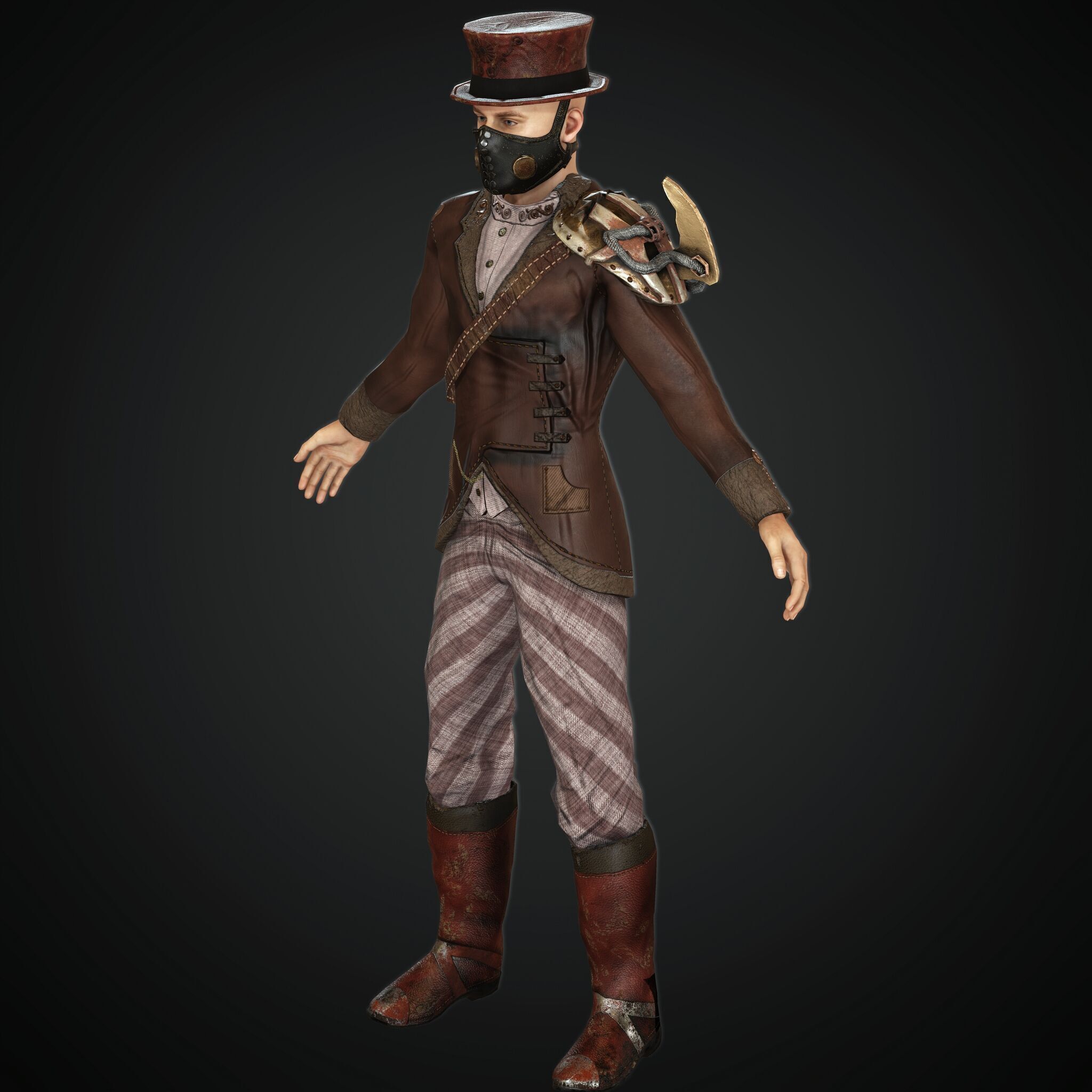 Mega Pack 28 Steampunk rigged character woman man Low-poly 3D model_17