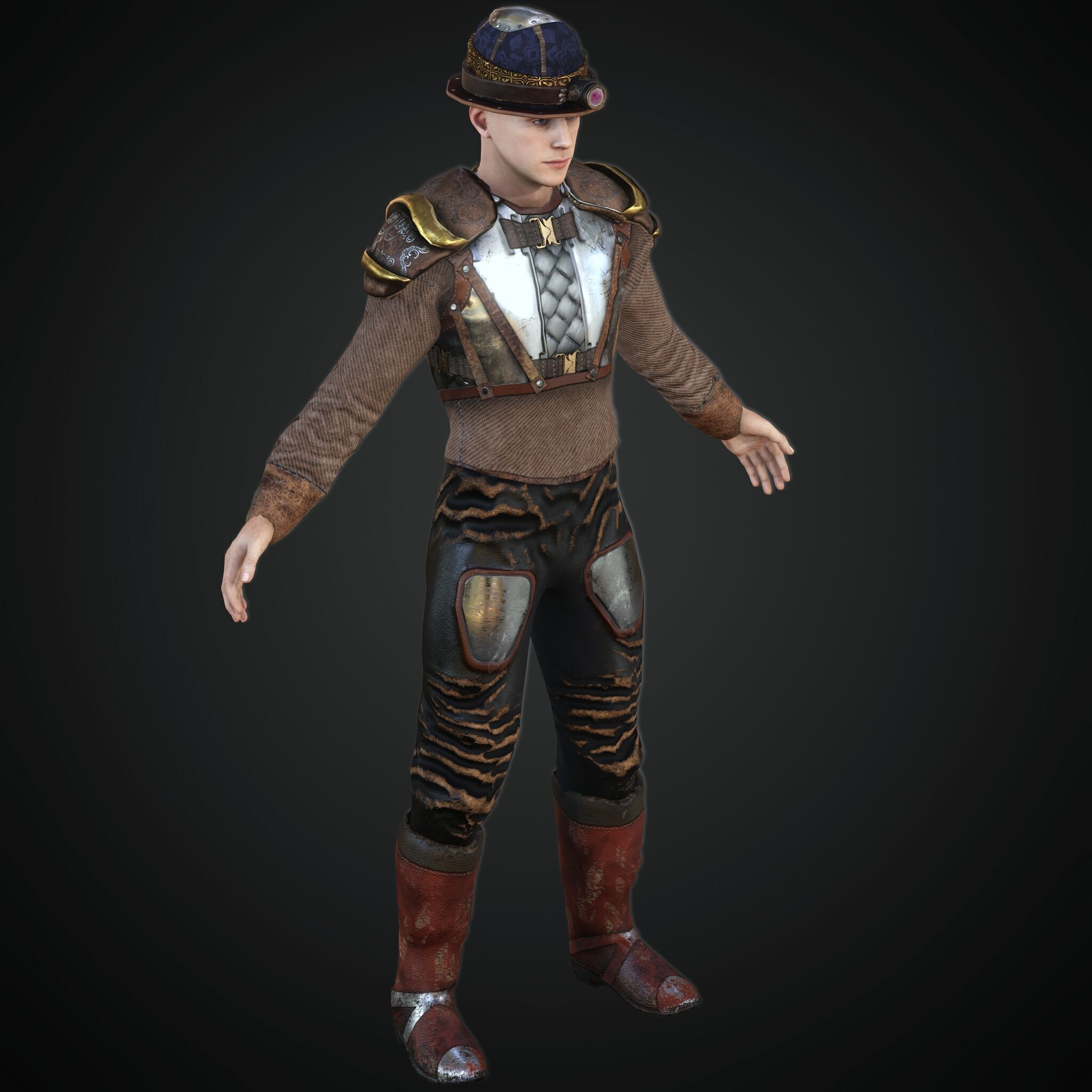 Mega Pack 28 Steampunk rigged character woman man Low-poly 3D model_65
