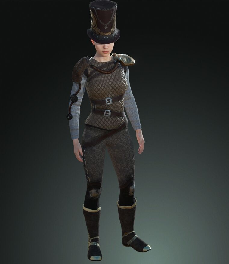 Mega Pack 28 Steampunk rigged character woman man Low-poly 3D model_80
