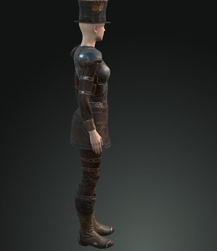 Mega Pack 28 Steampunk rigged character woman man Low-poly 3D model_95