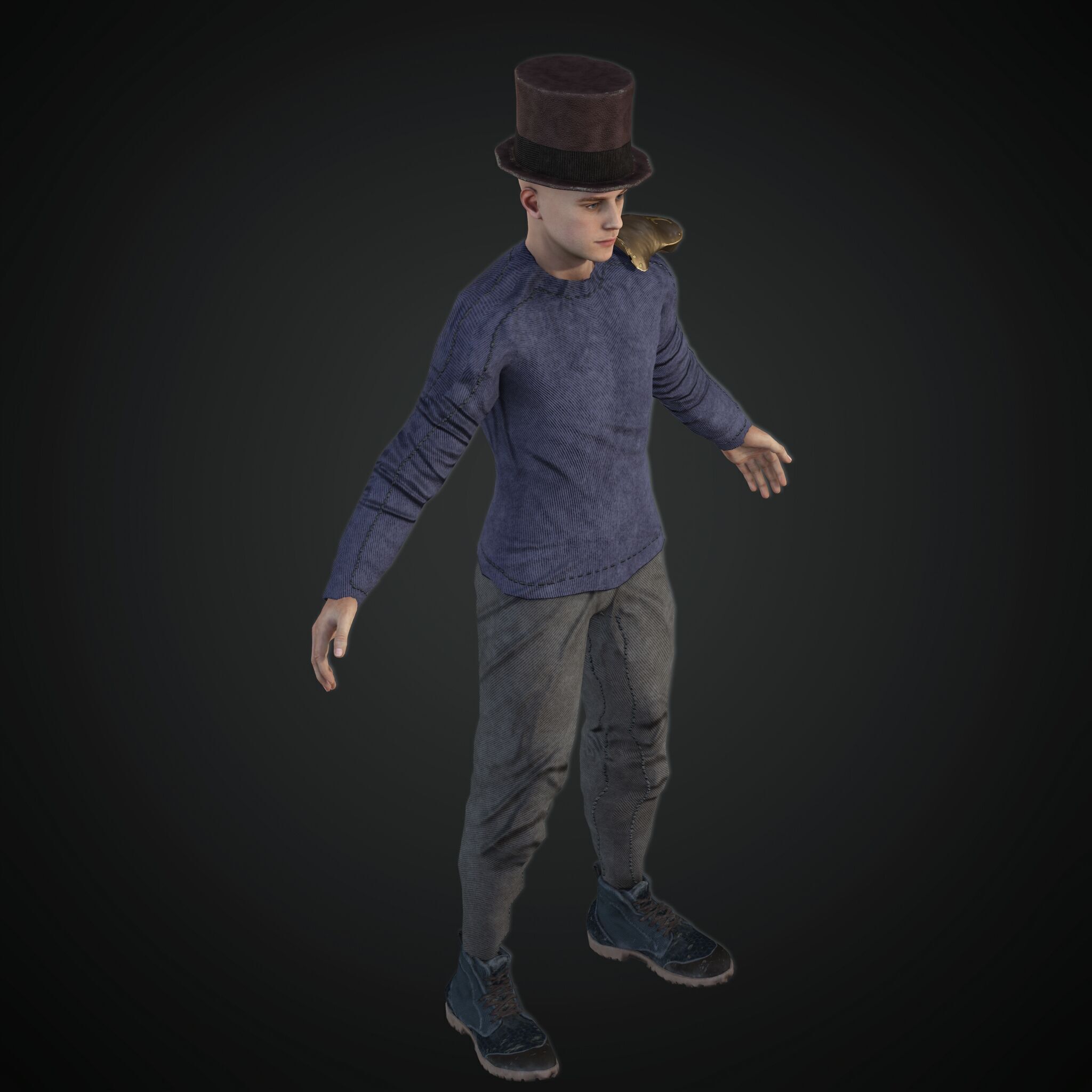 Mega Pack 28 Steampunk rigged character woman man Low-poly 3D model_7